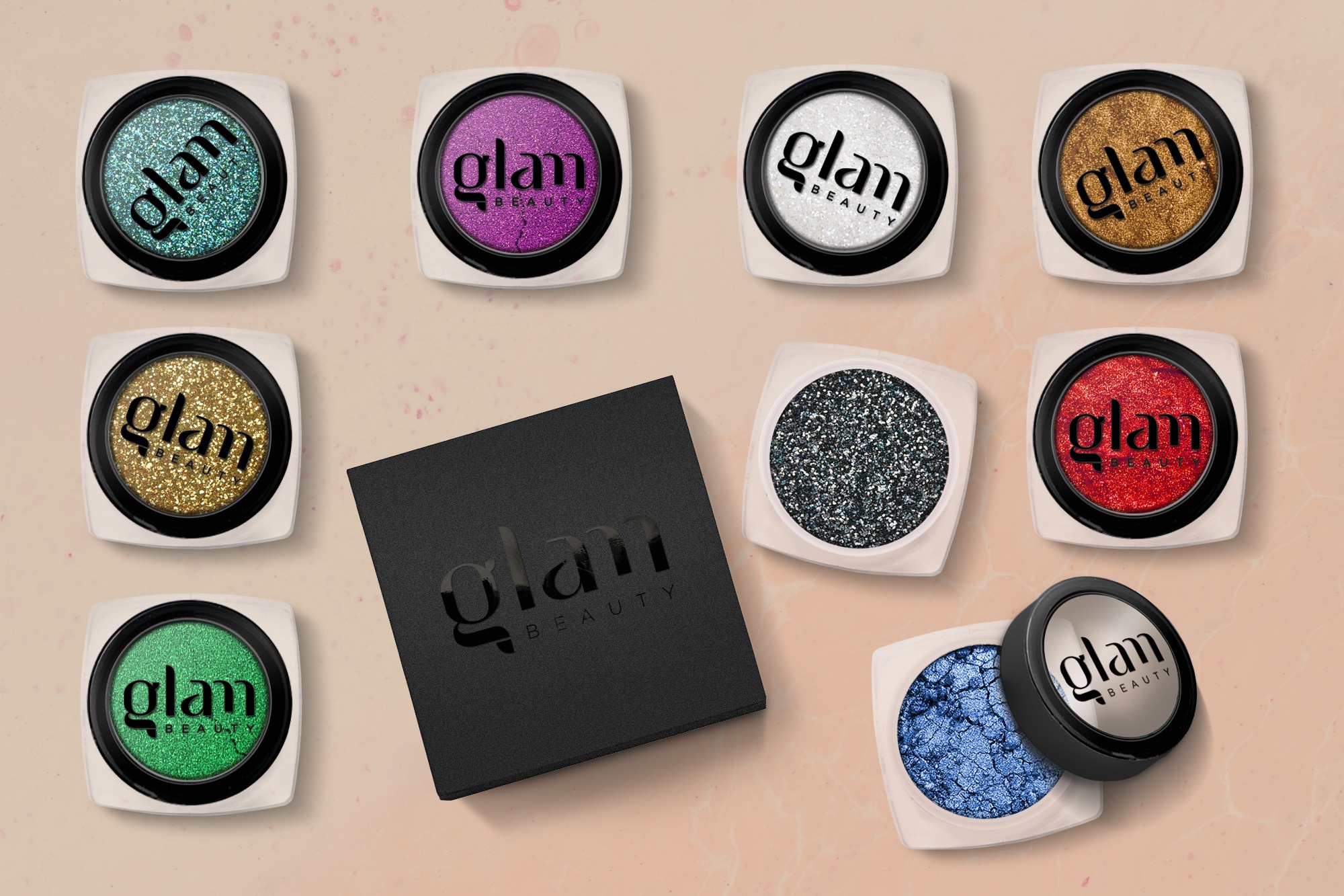 a variety of colorful eyeshadow eyeshadow and glitter eyeshadow