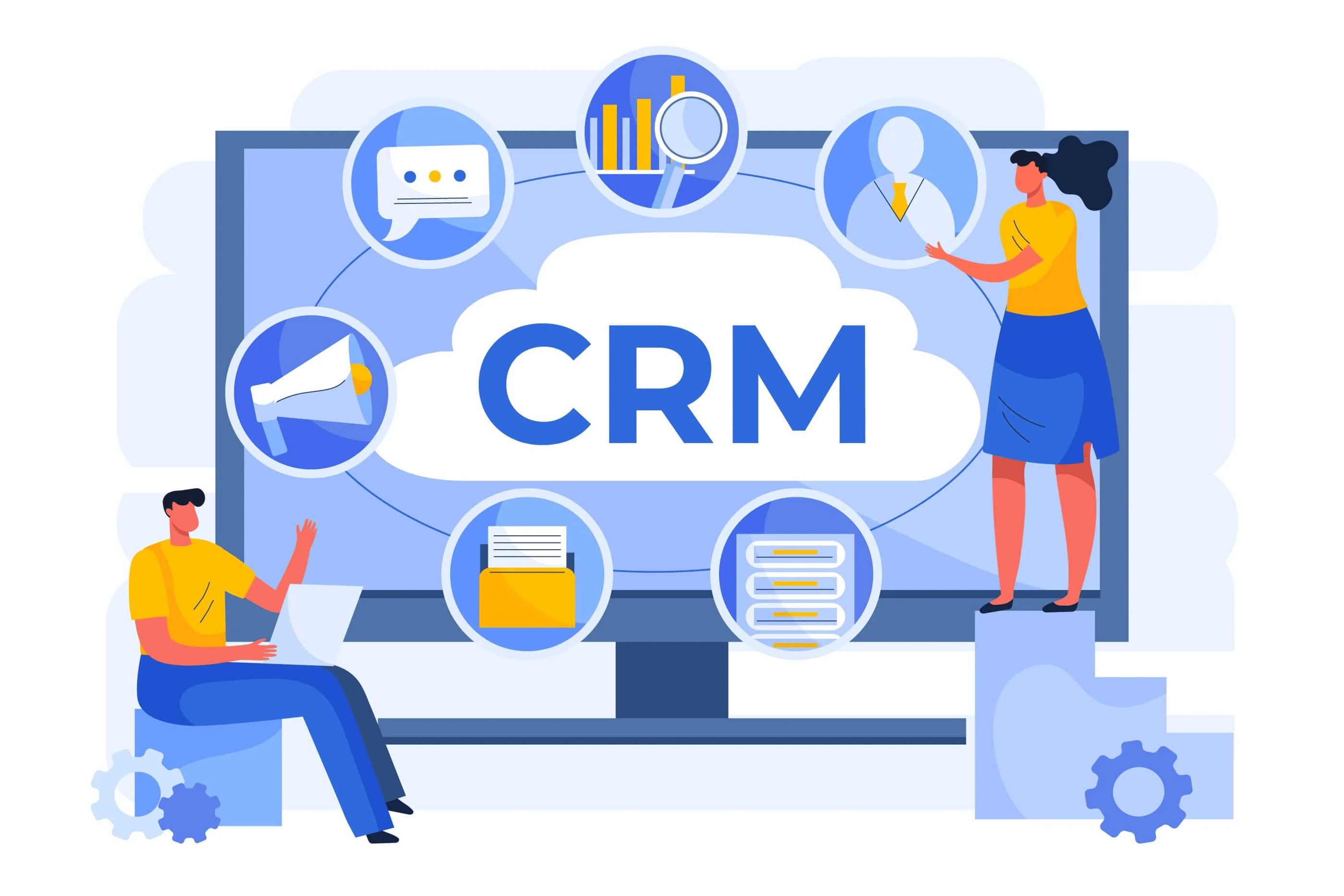 Infografika ukazująca moduły jakimi dysponuje system crm