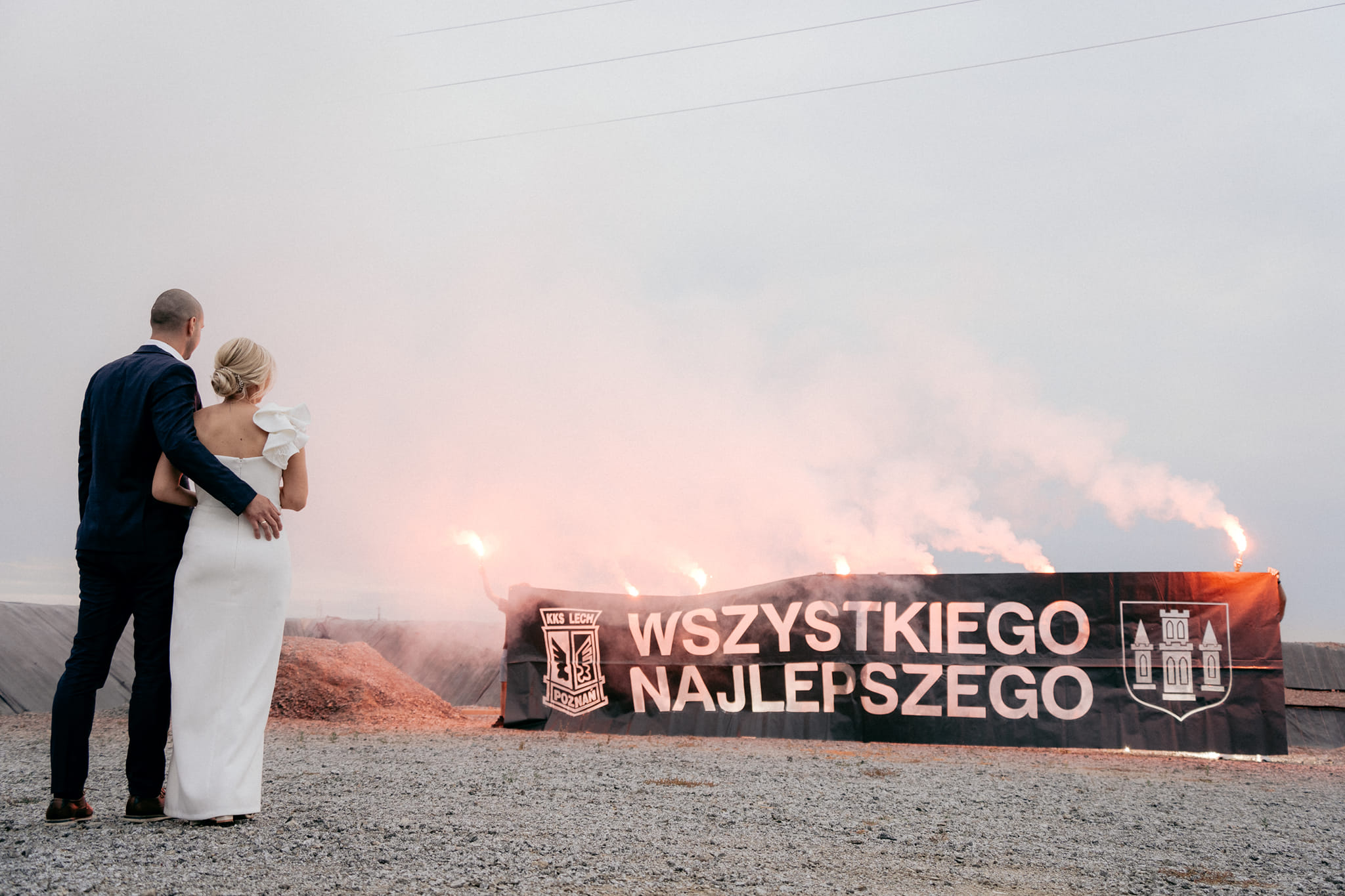 baner ślubny napis wszystkiego najlepszego brama weselna kibice lecha poznań