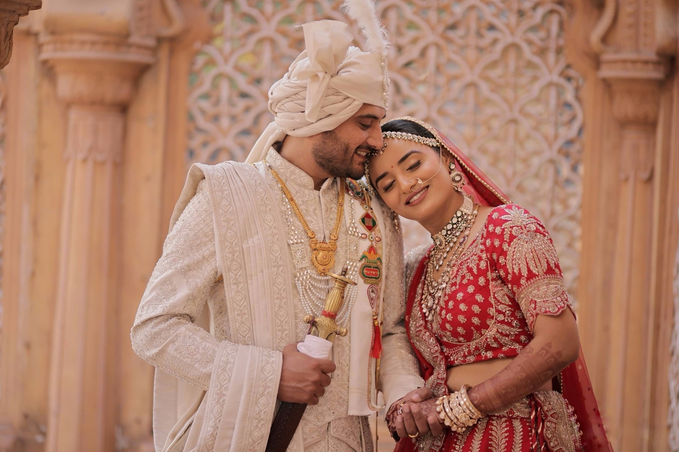 Bride and groom wedding portrait with bridal HD makeup in Vadodara & Best Wedding Couple Photoshoot