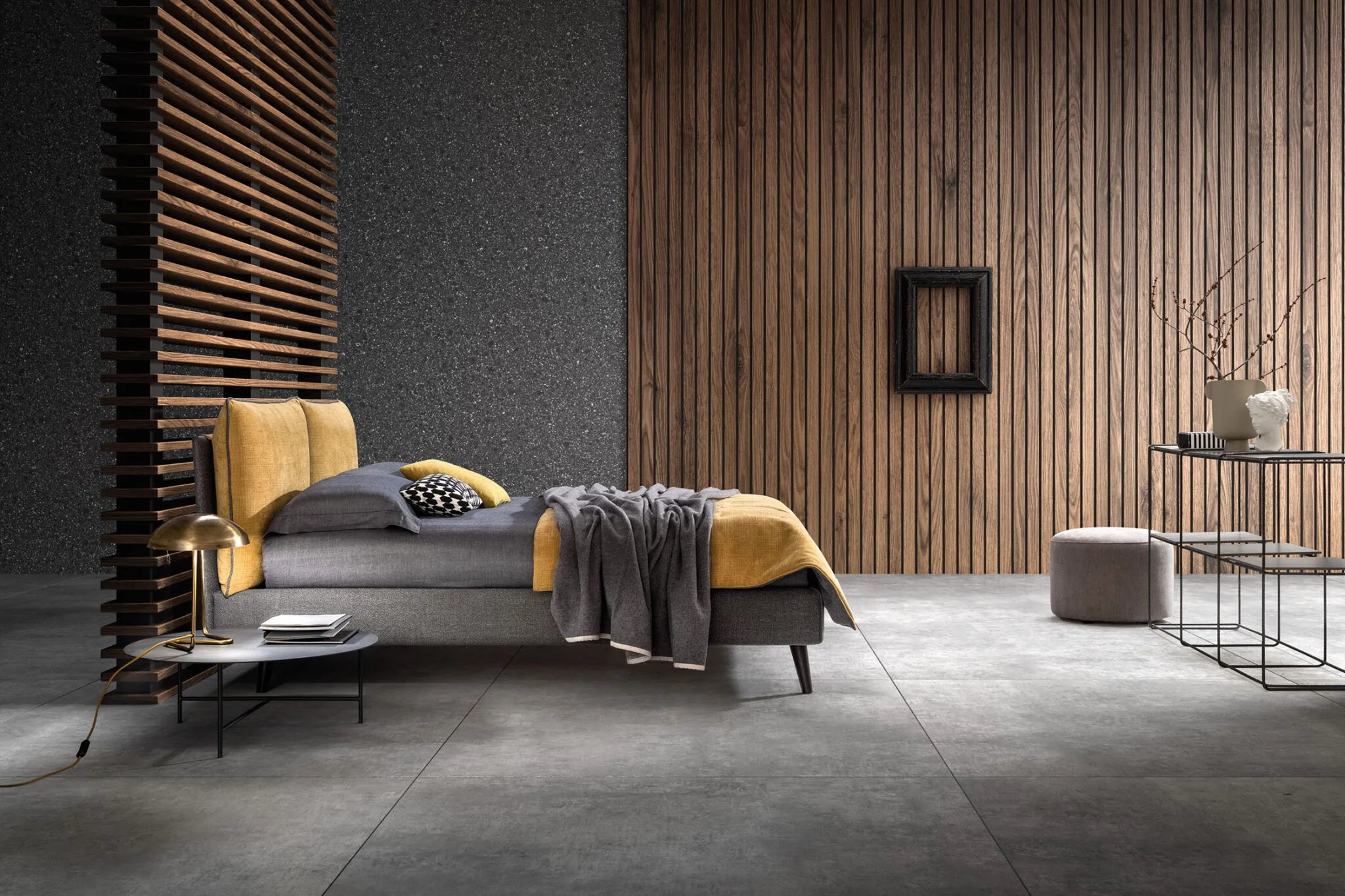 Letti imbottiti di design abbinati a materassi memory foam