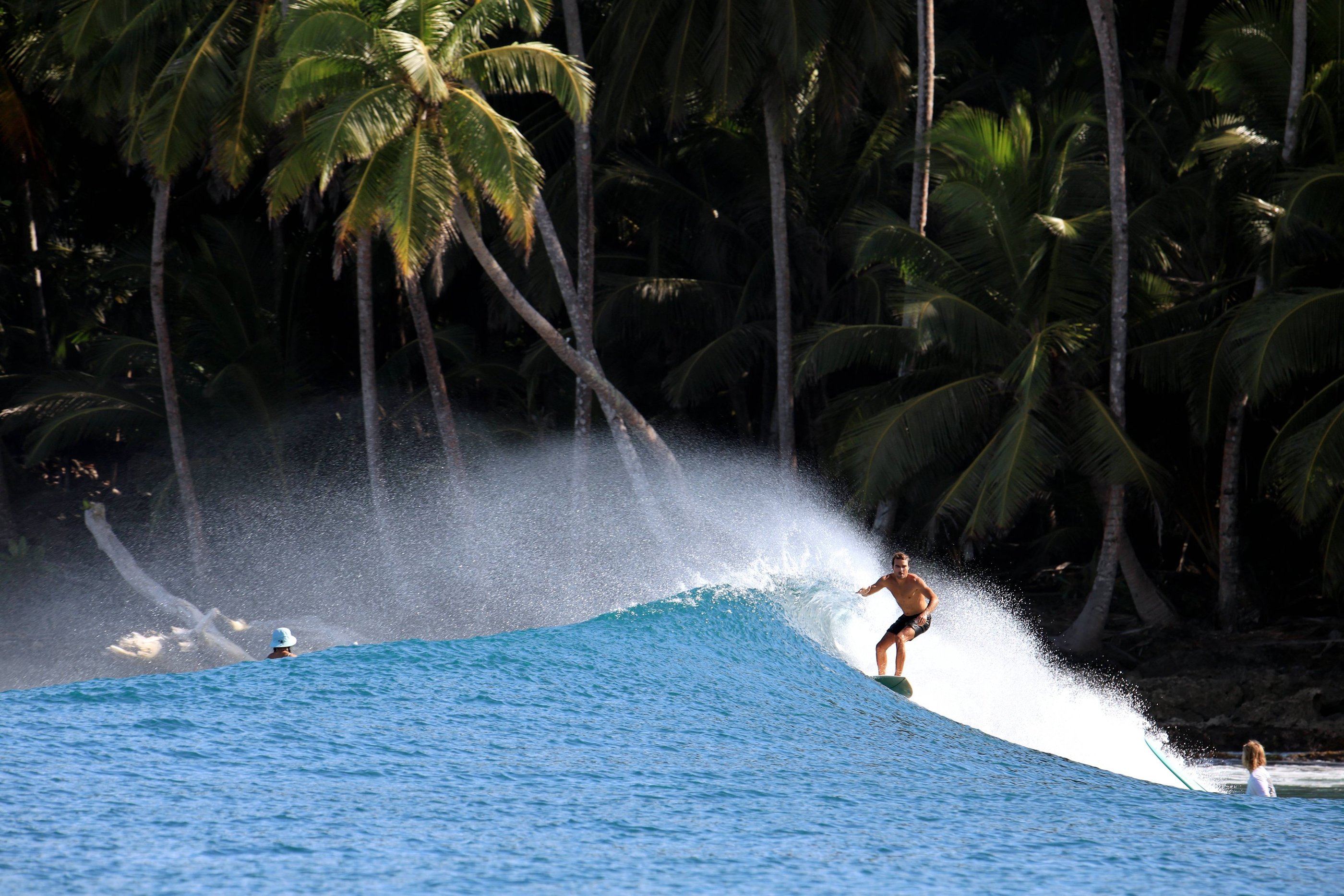 a surfer is riding a wave in the ocean