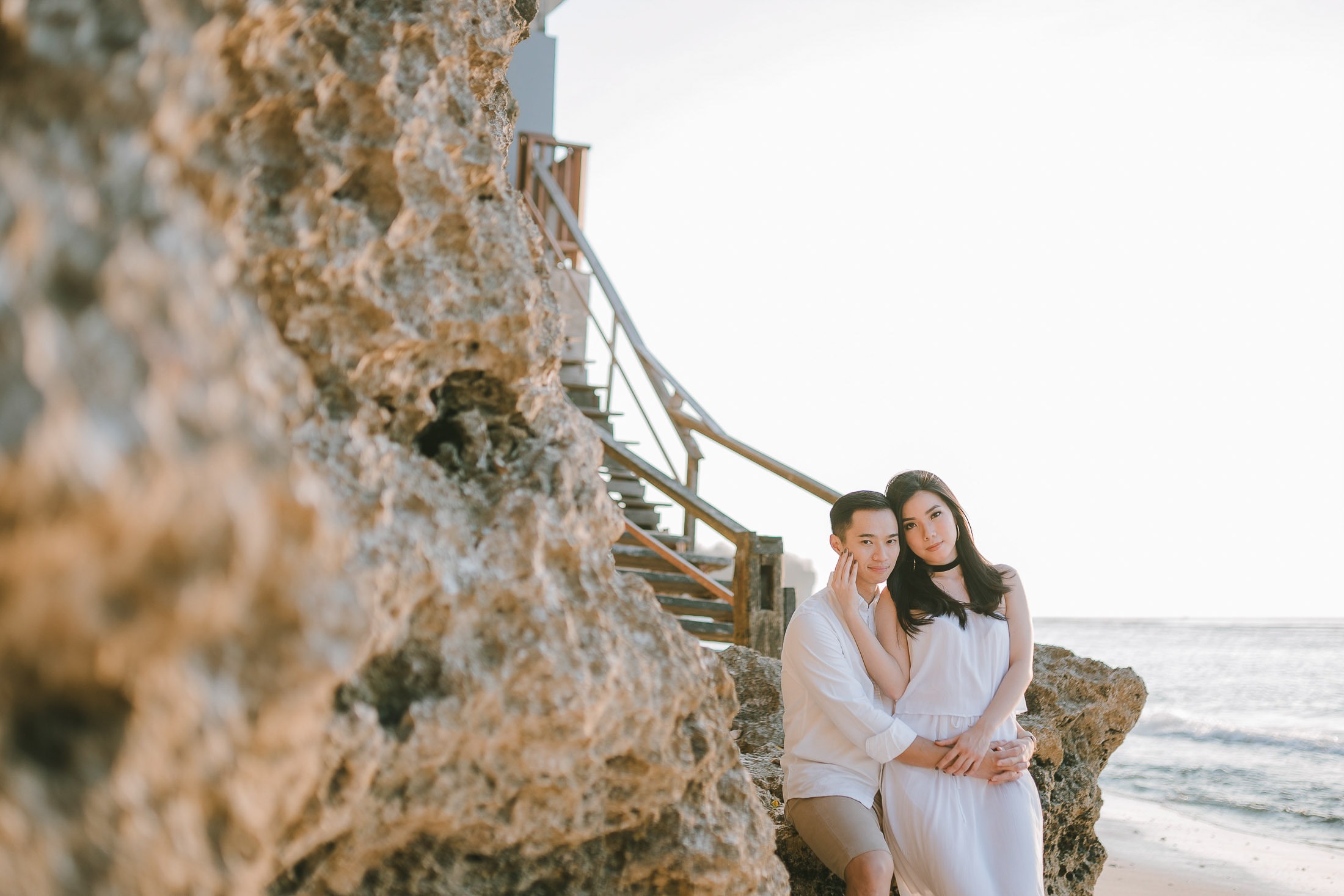 Couple portrait near the cliff during a proposal photography session at Anantara Uluwatu Bali Resort.