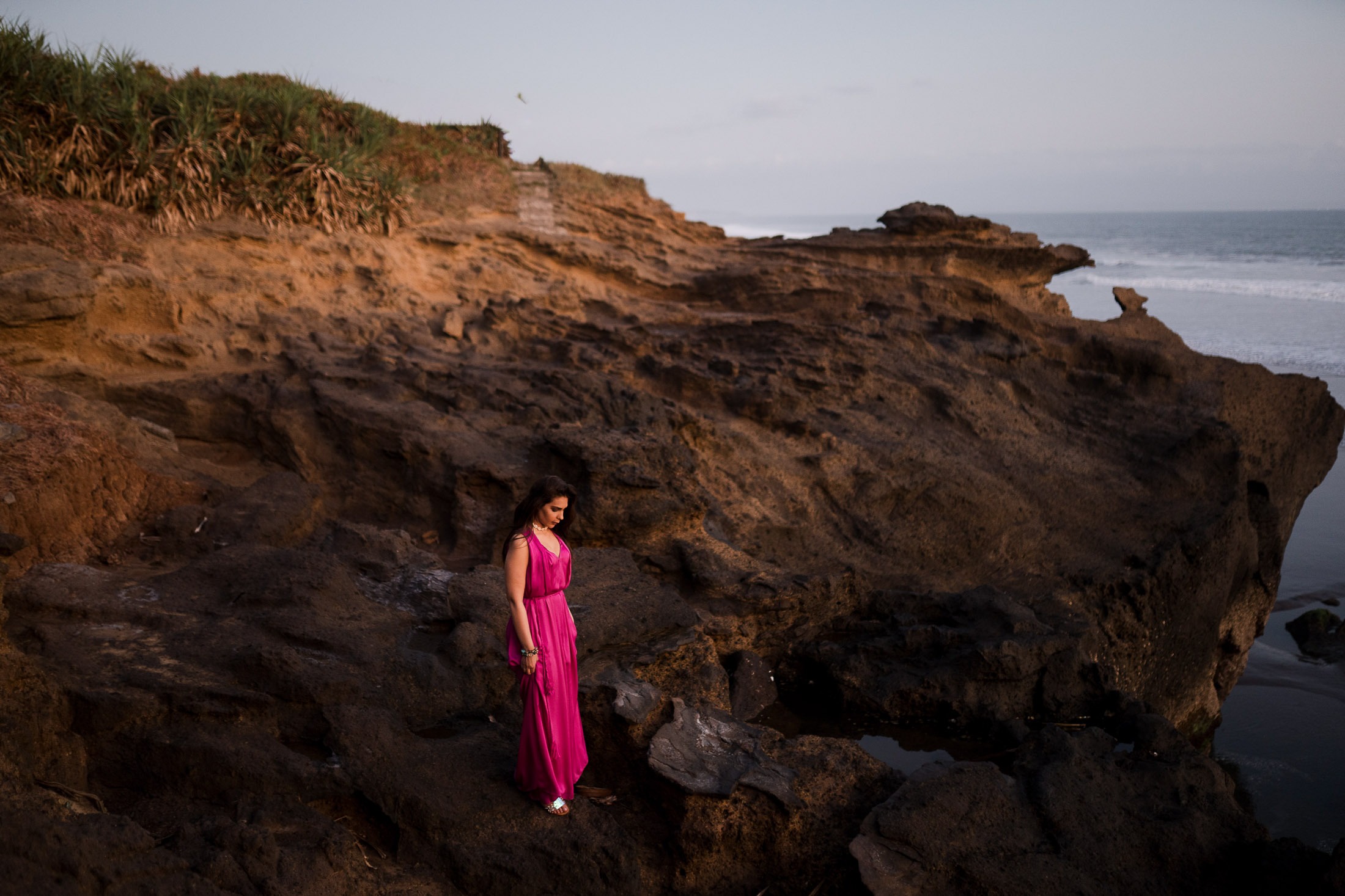 Portrait session on coastal cliff landscape at Alila Soori Tabanan Bali