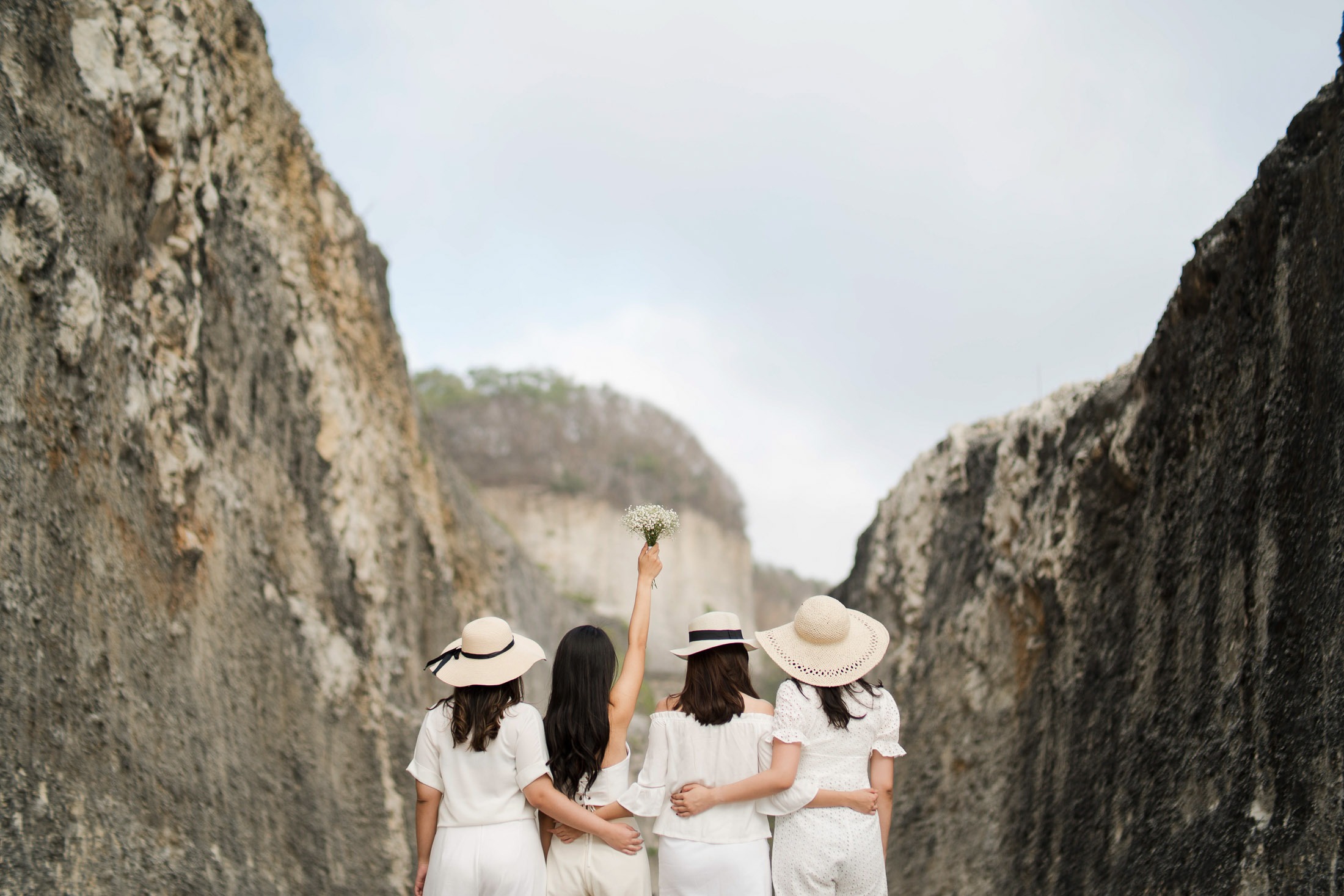 Bride tribe portrait during bridal party celebration at Melasti Beach Bali