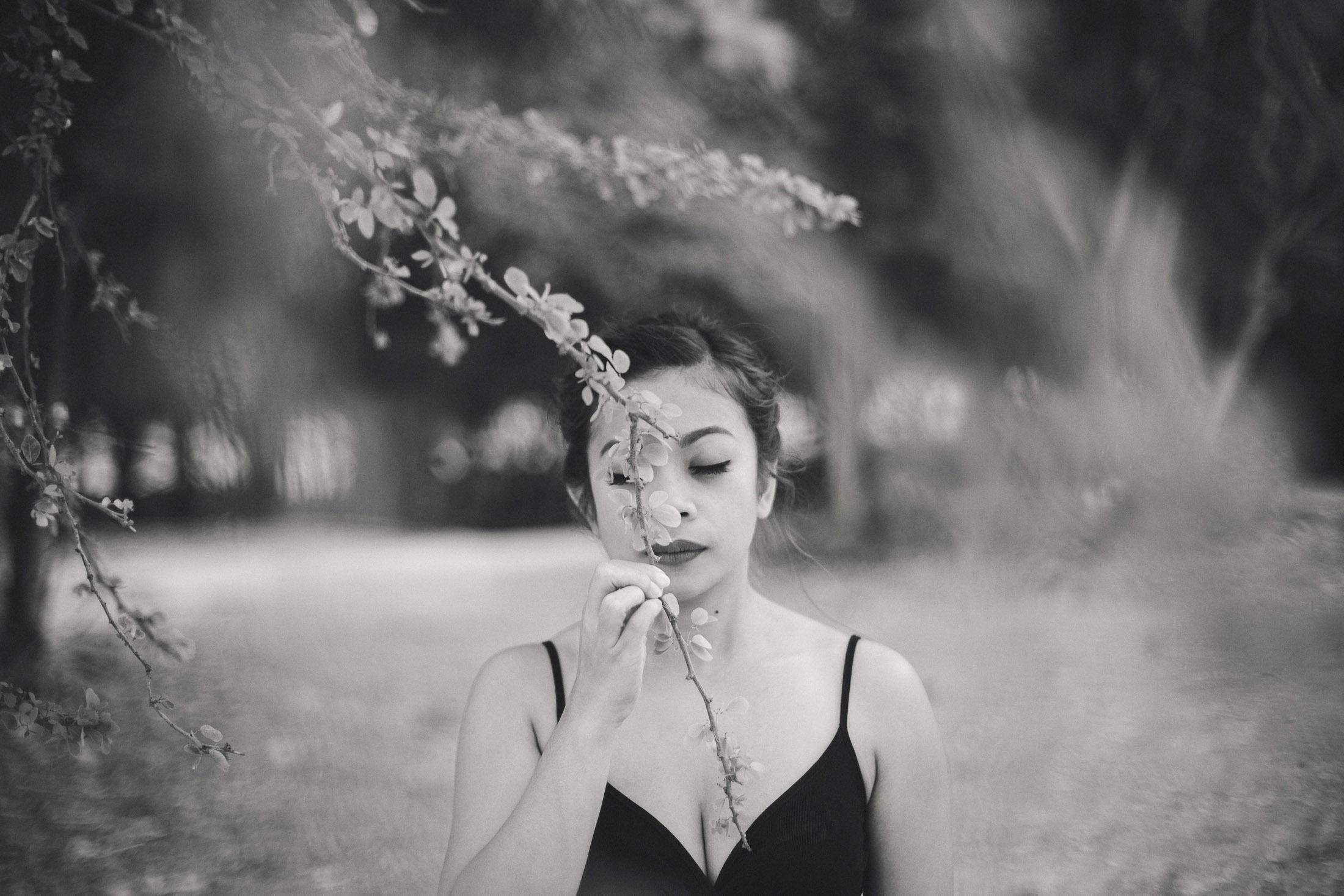 Artistic black and white female portrait during intimate couple session in Serangan Benoa Bali.