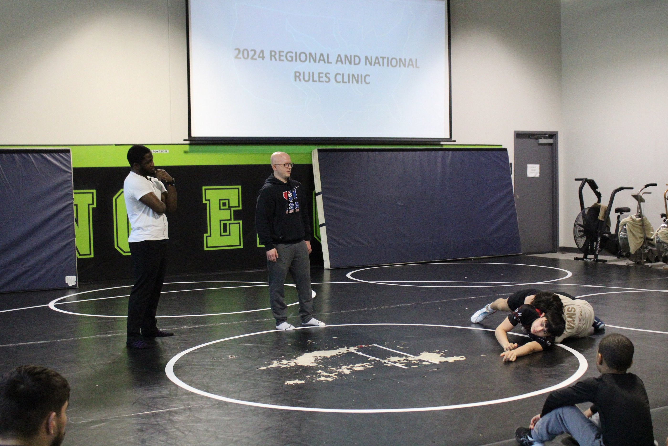 officials and athletes at the rules clinic