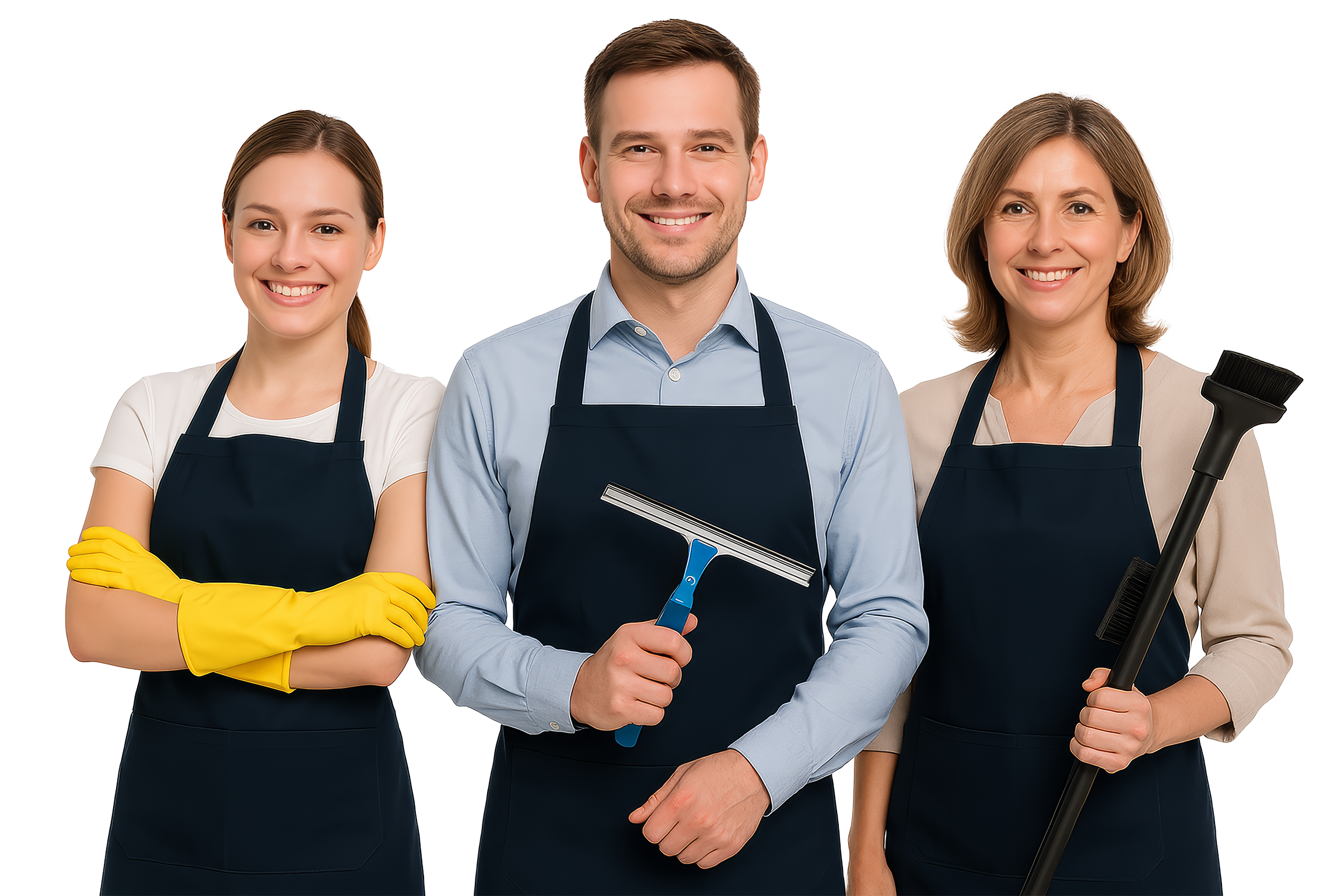 Zespół pracowników firmy sprzątającej świadczącej usługi sprzątania w Gdańsku i Trójmieście.