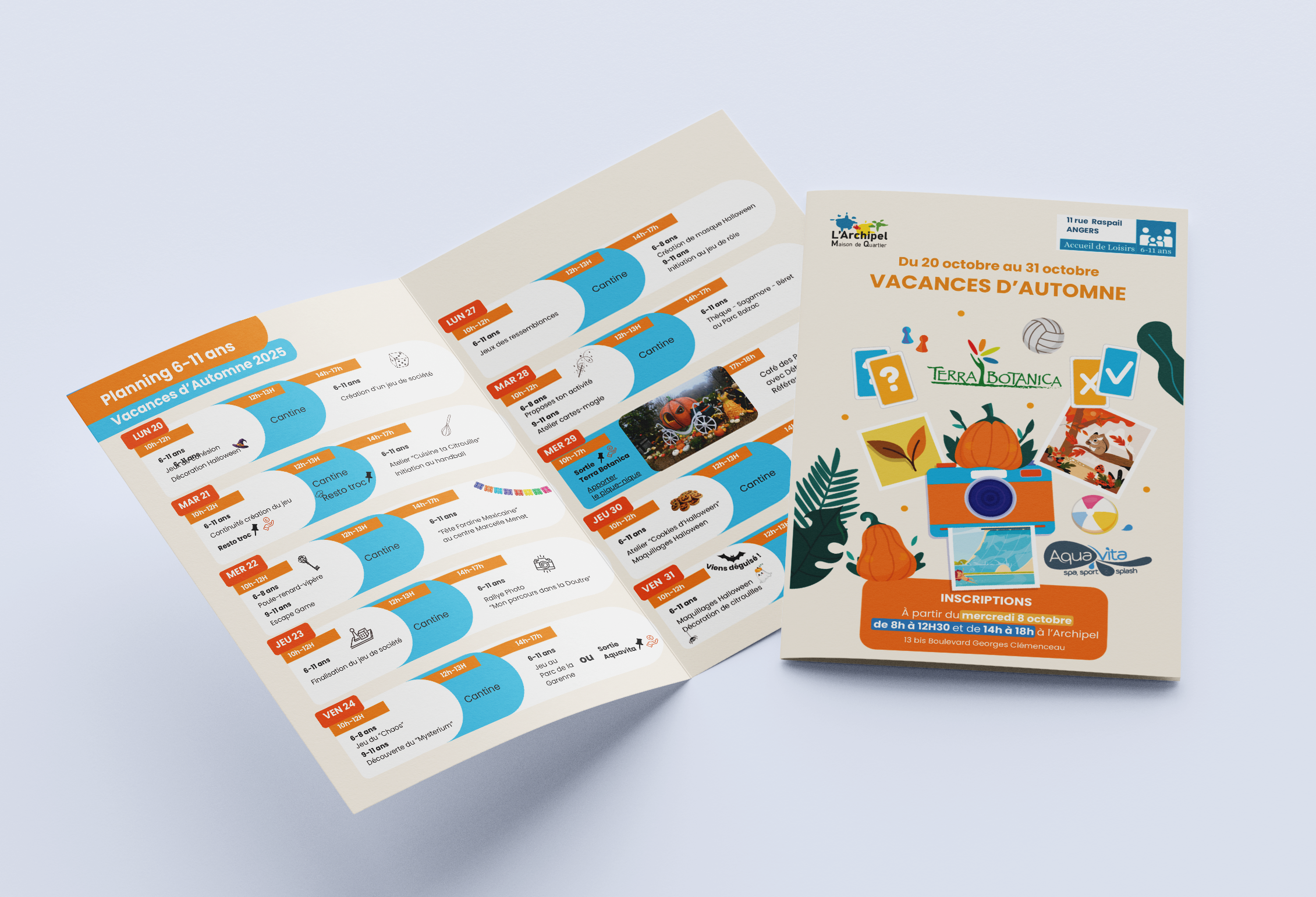 Supports de communication - Programme vacances- L'archipel - Angers - Amy Atelier Graphique