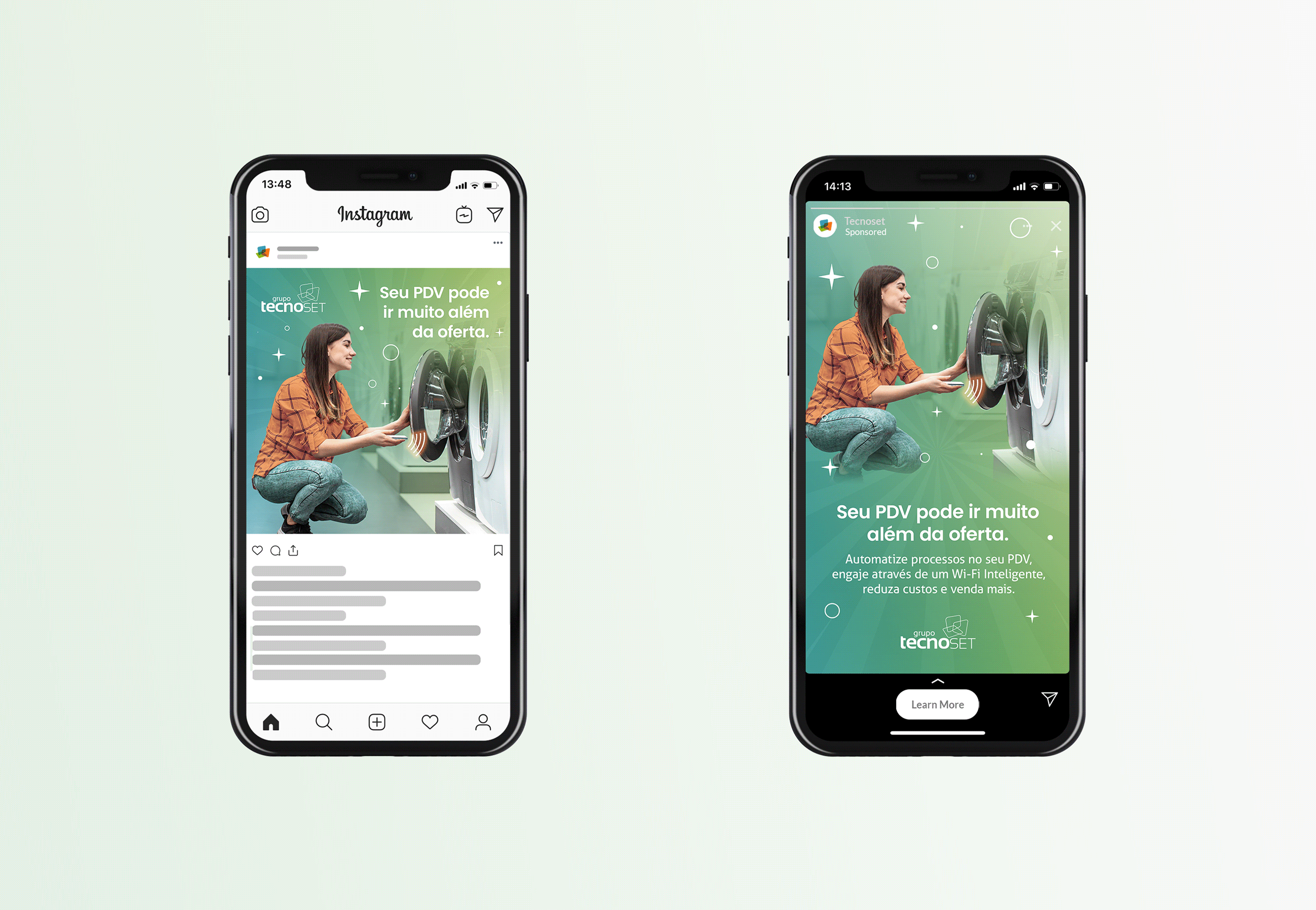 two iphones with a woman on the screen