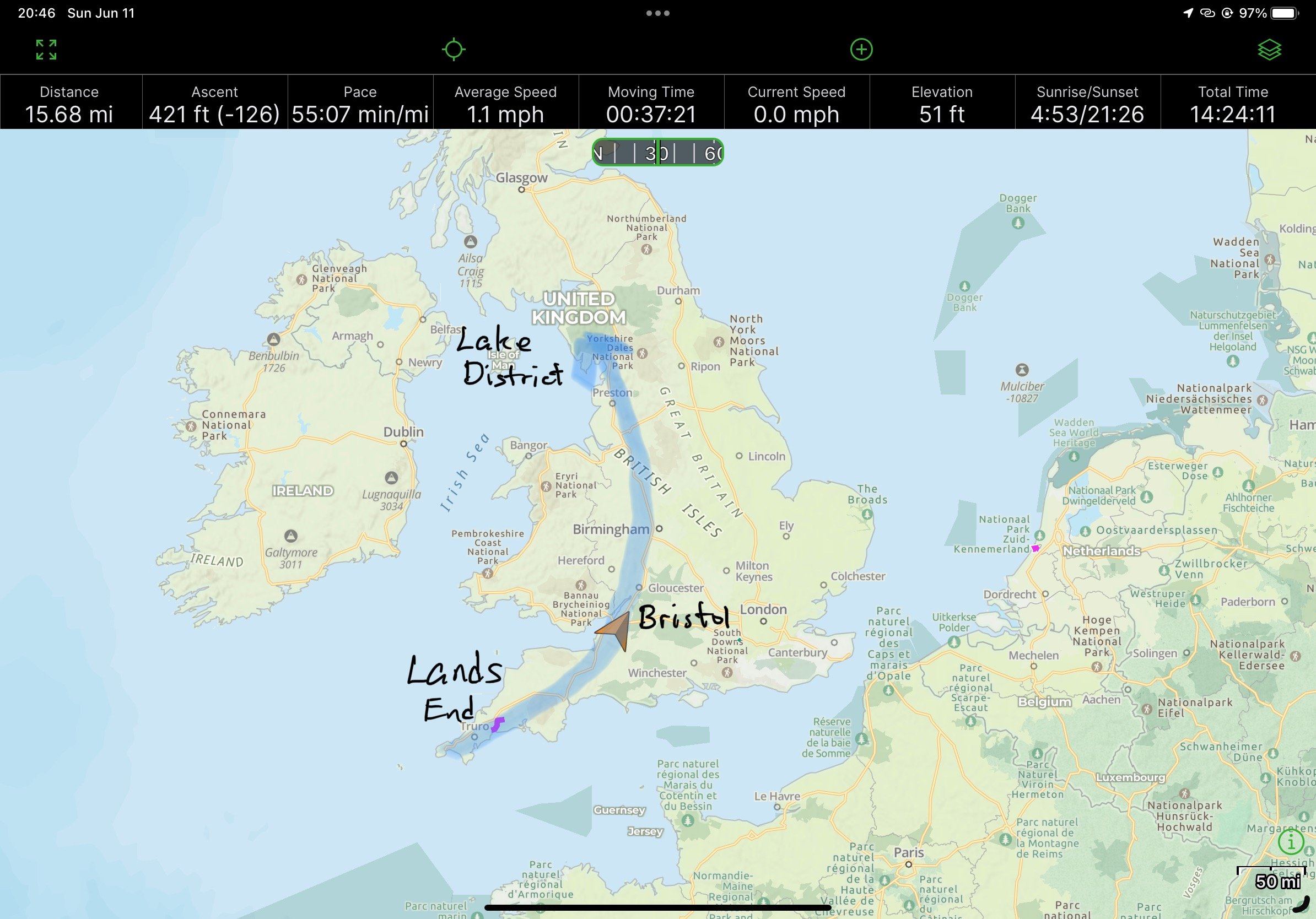 Travel from Lands End to the Lake District
