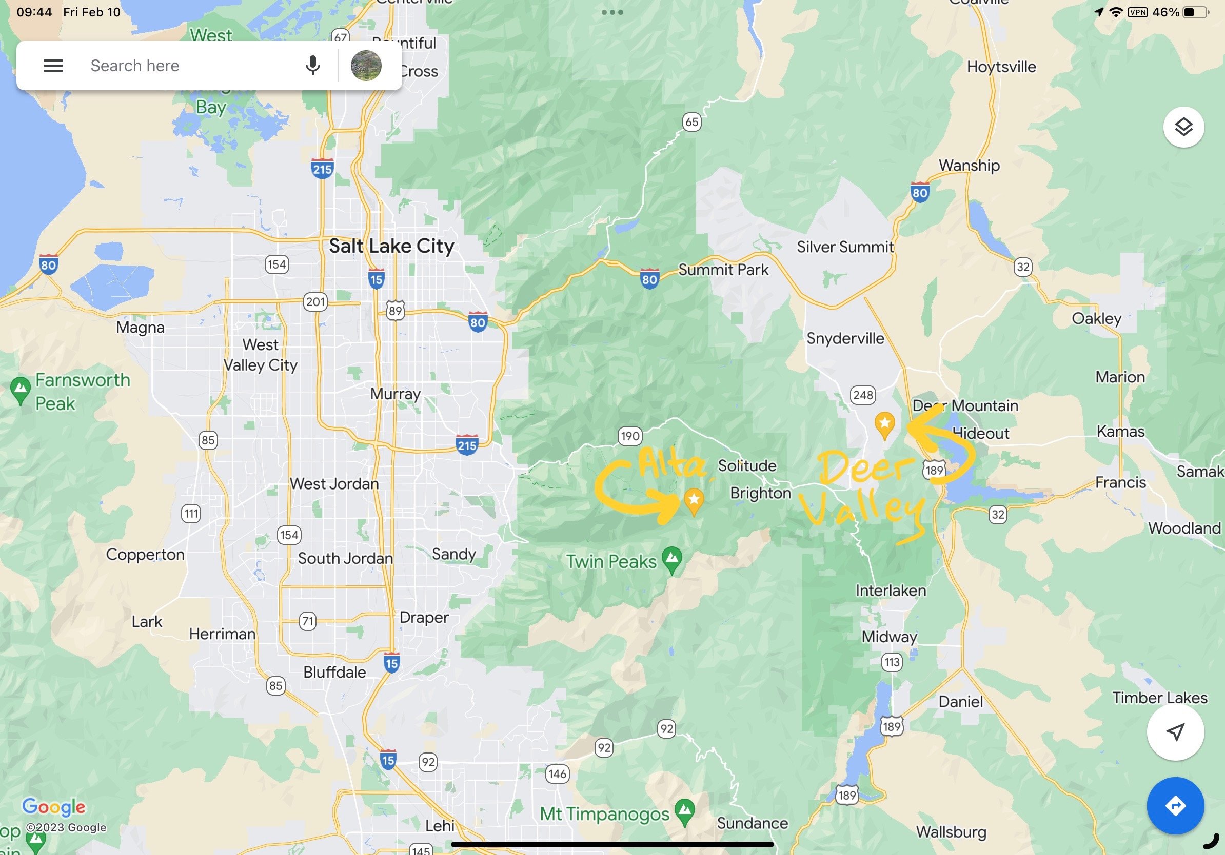 Deer Valley and Alta Locations