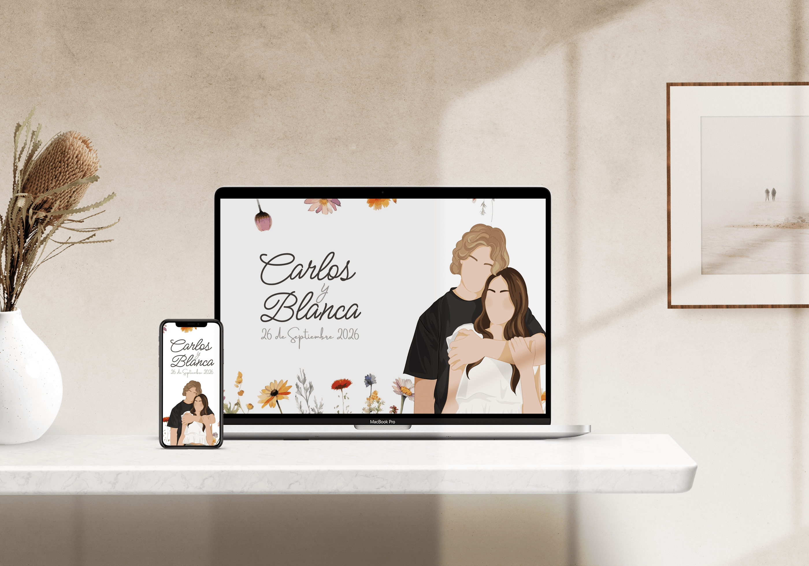 invitaciones web de flores modelo blanca