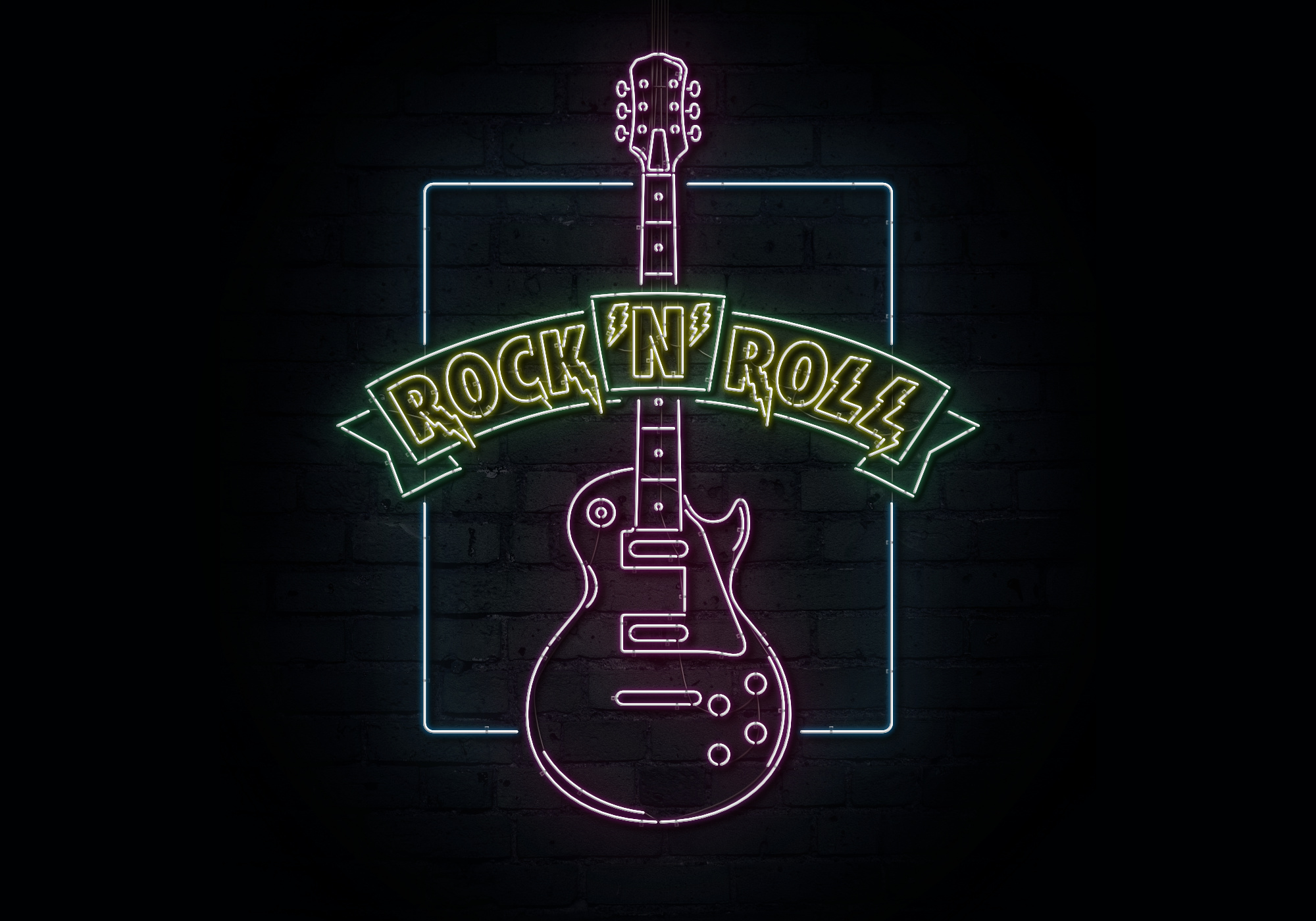 Rock'N'Roll guitar neon sign