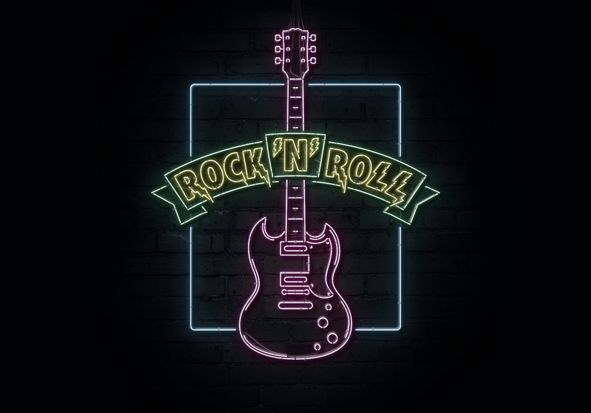 Rock'N'Roll guitar neon sign