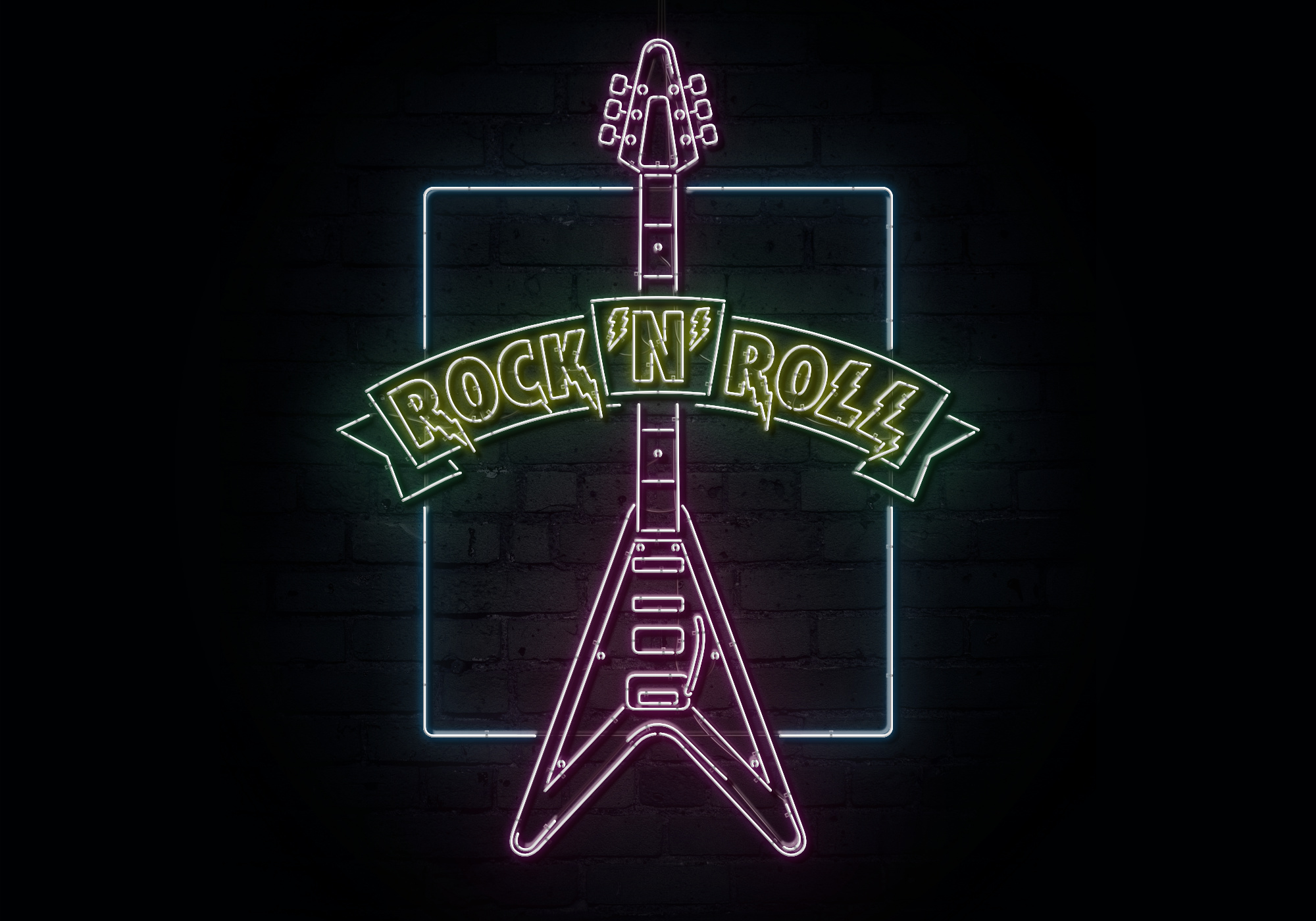 Rock'N'Roll guitar neon sign