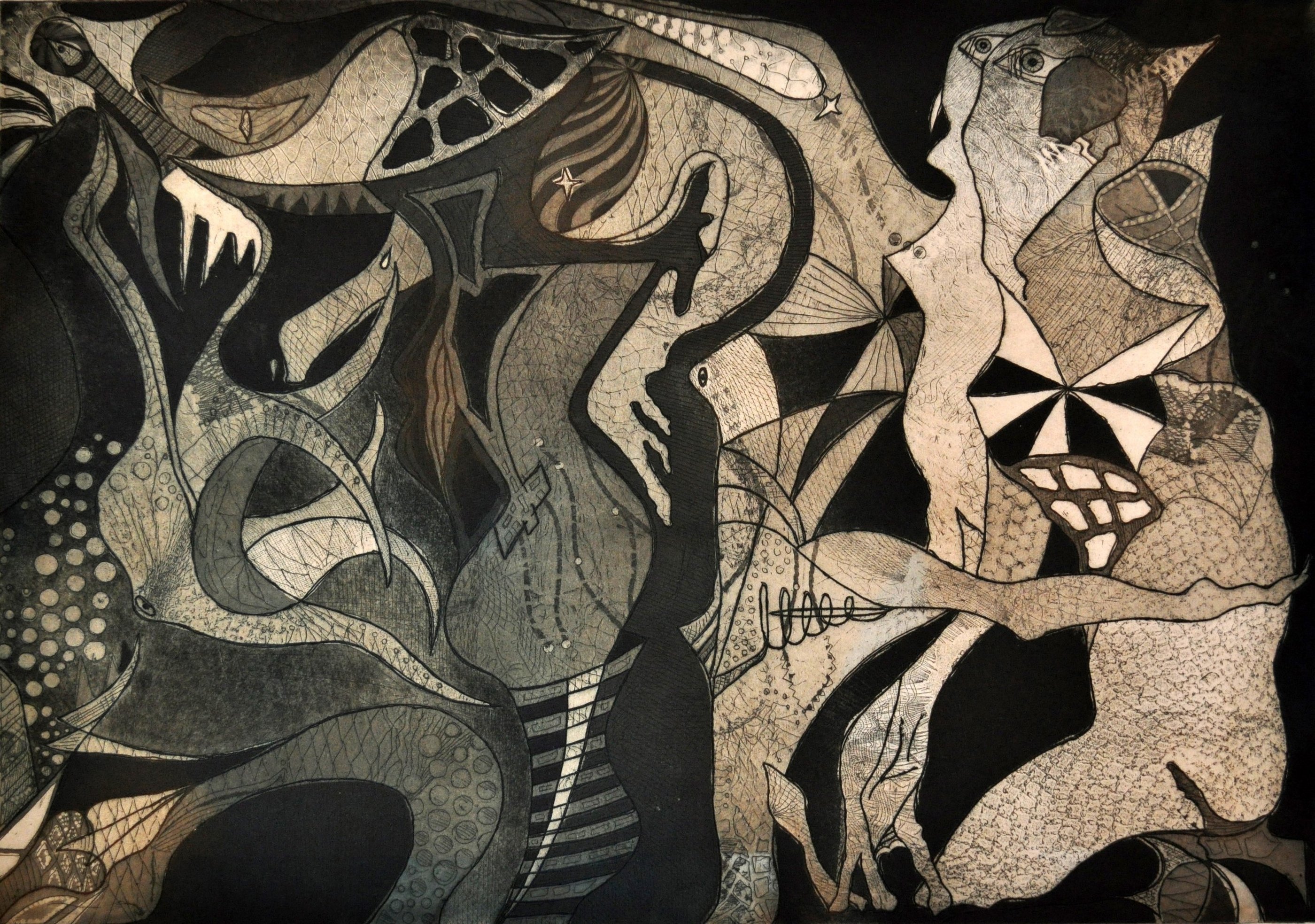 "Ad-Astra" to the Stars, Limited Edition Soft Ground Etching by Kristina Lee, 2011