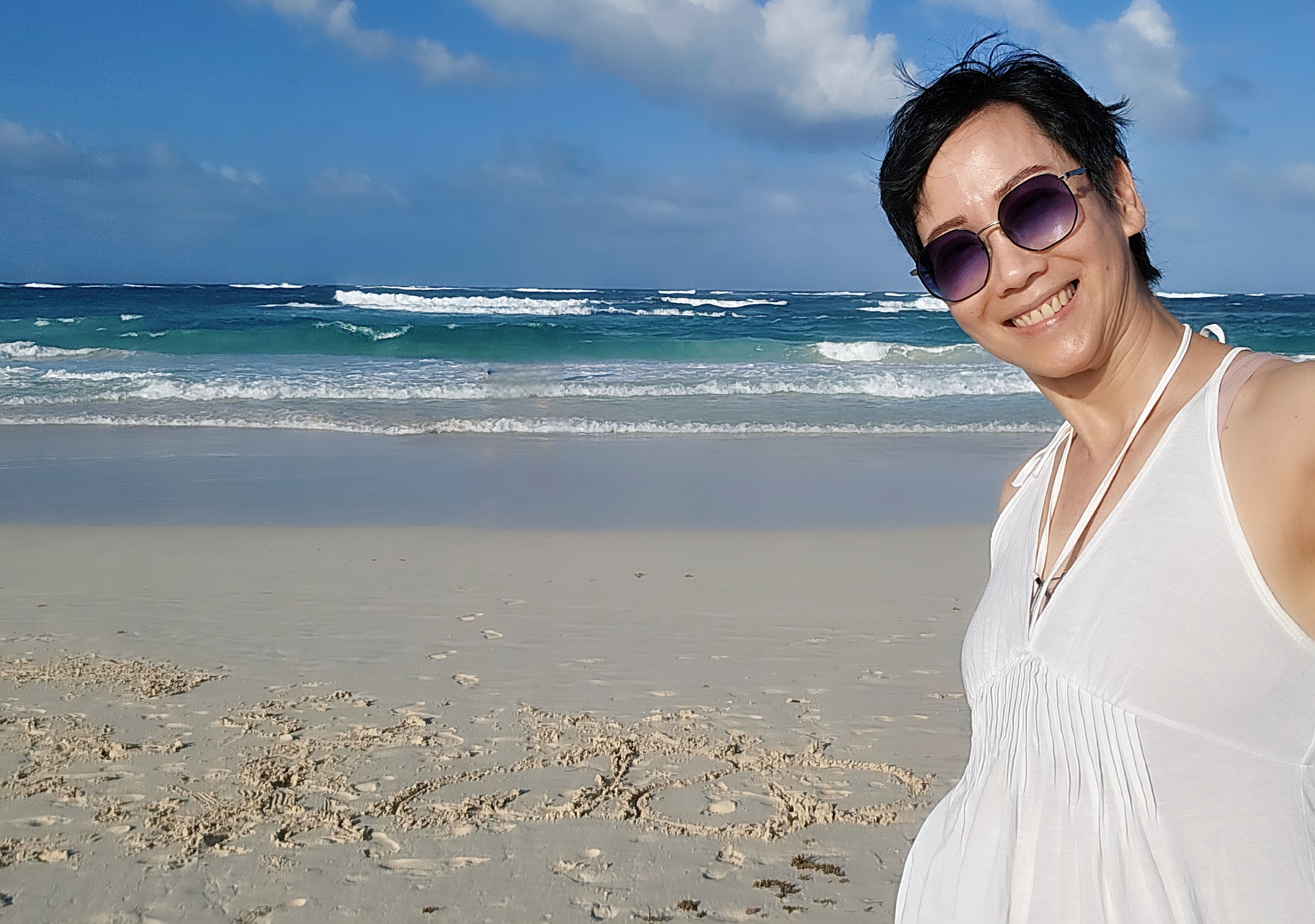 Denise Wong near ocean