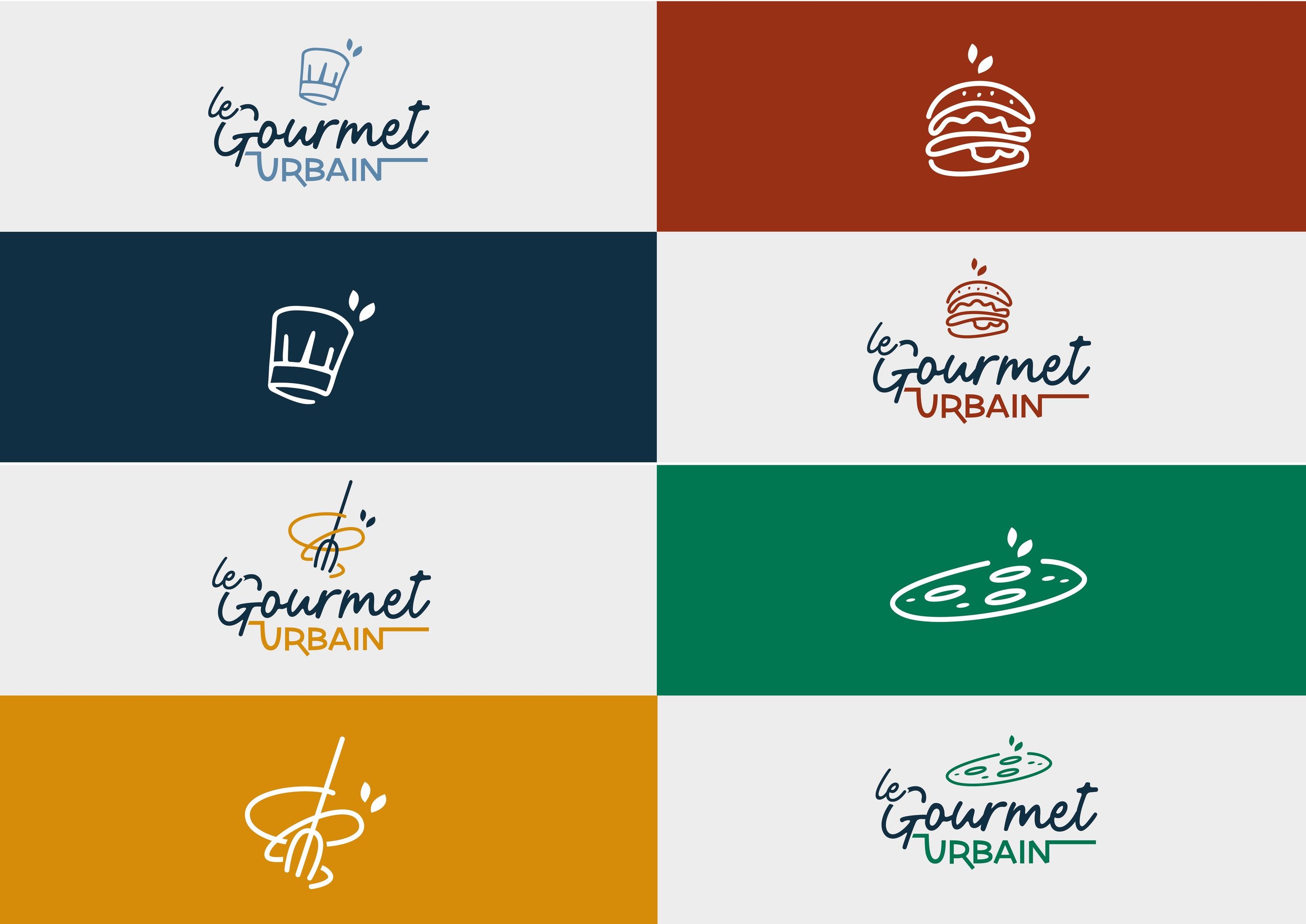 Logo - identité visuelle - illustrations- restaurant - Le Gourmet Urbain - Amy atelier graphique