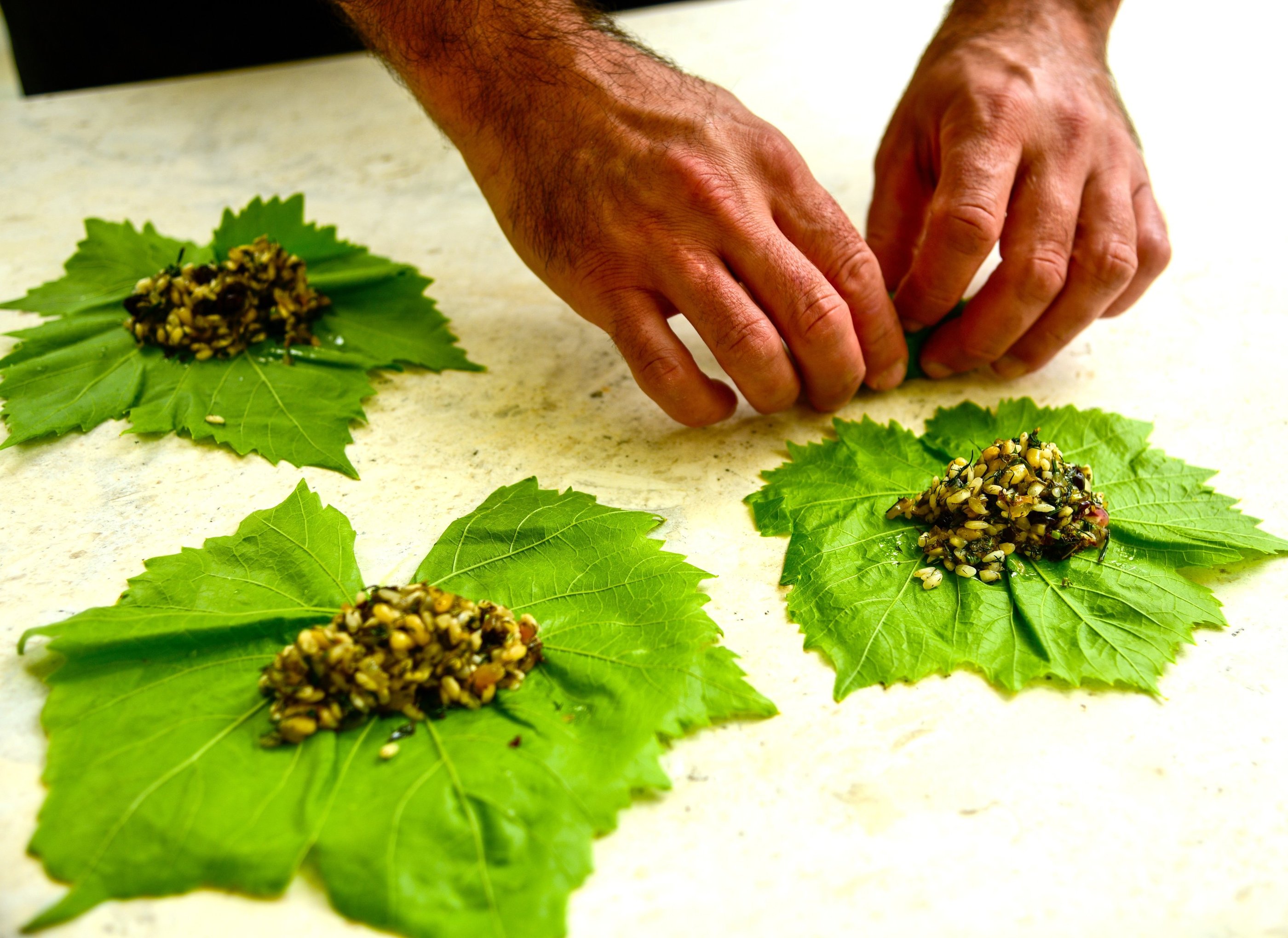 Dolmadakia cooking class from Villa Eats private chefs Naxos