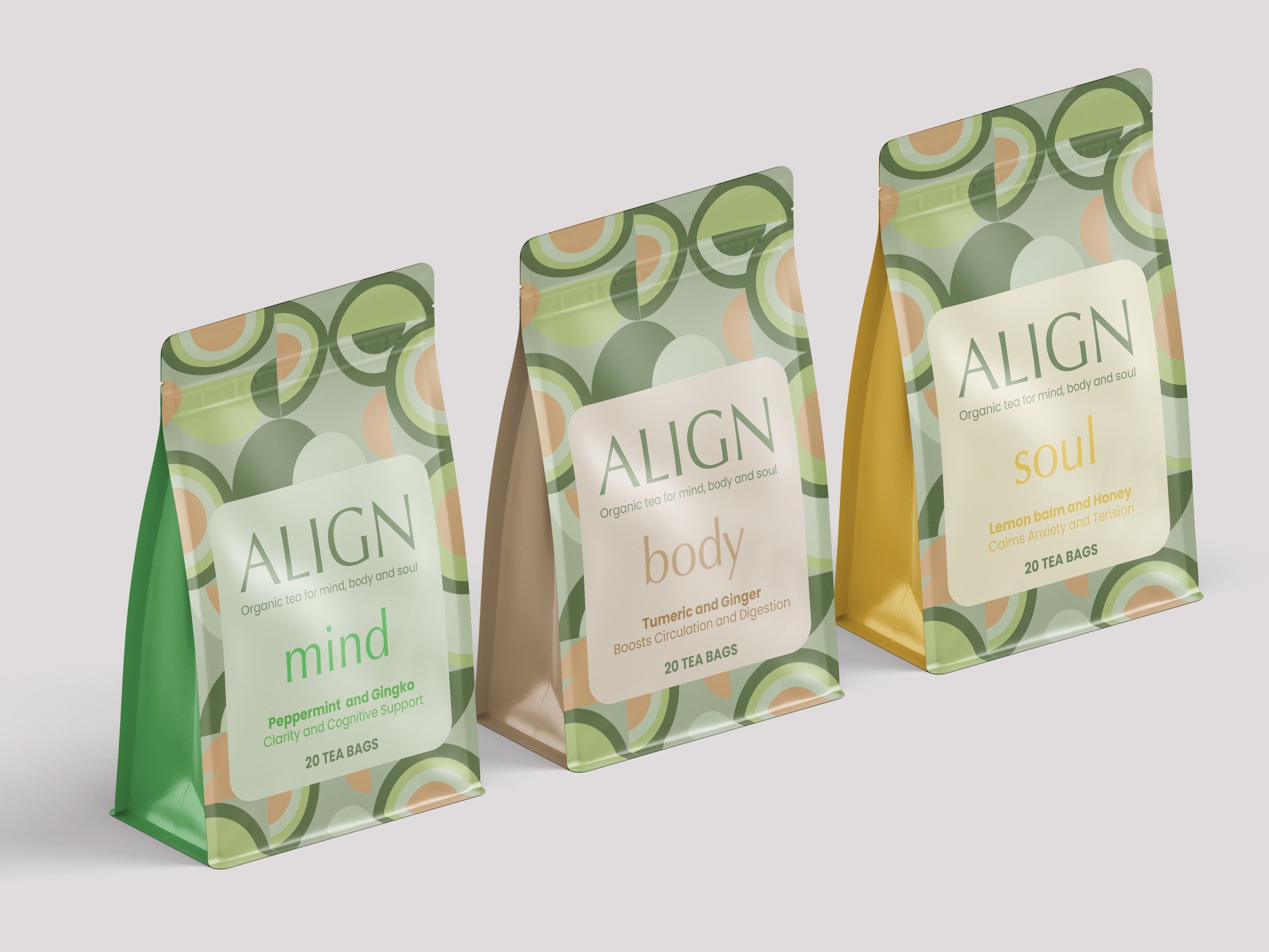 Packaging design for a wellness tea brand concept