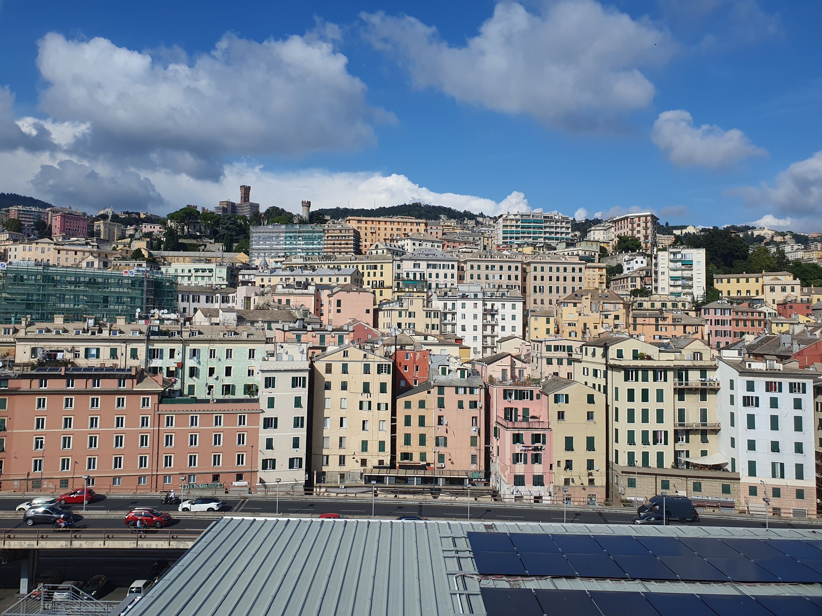 View of Genoa from the roof terrace above Galata Museo del Mare