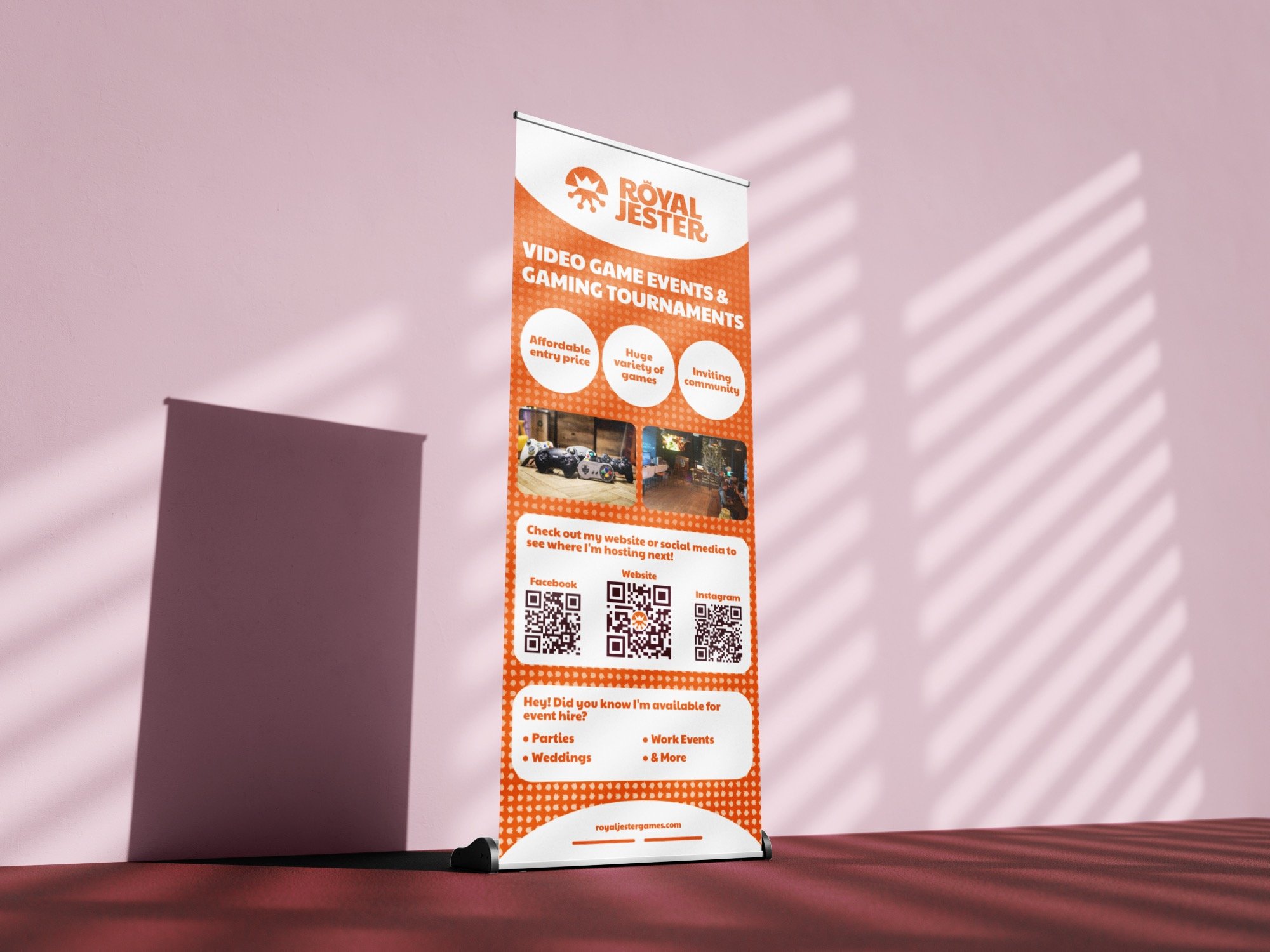 Banner which says "Video game events & gaming tournaments"