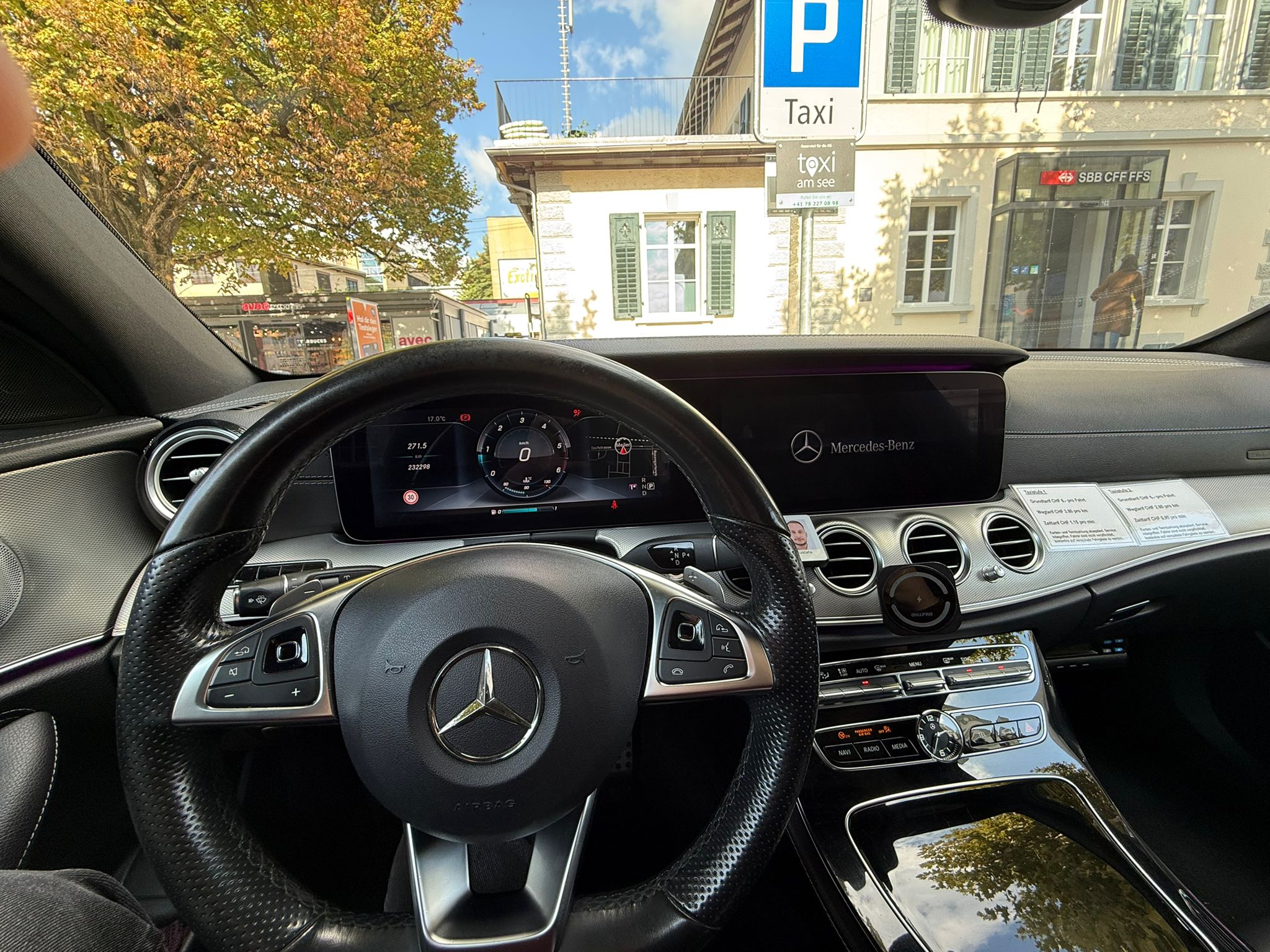 Interior of a Mercedes E-Class.