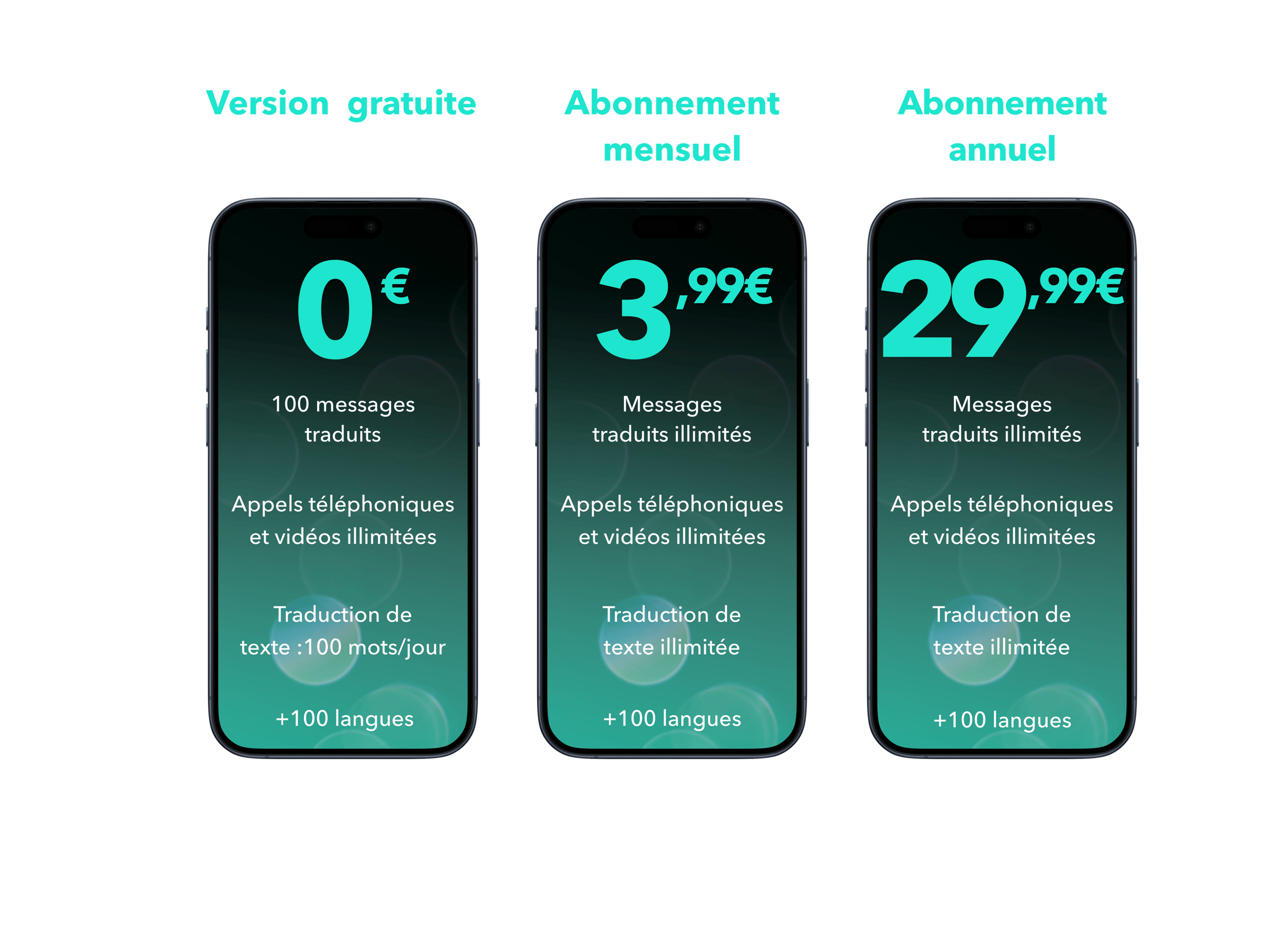 three smartphones with the different prices of the app