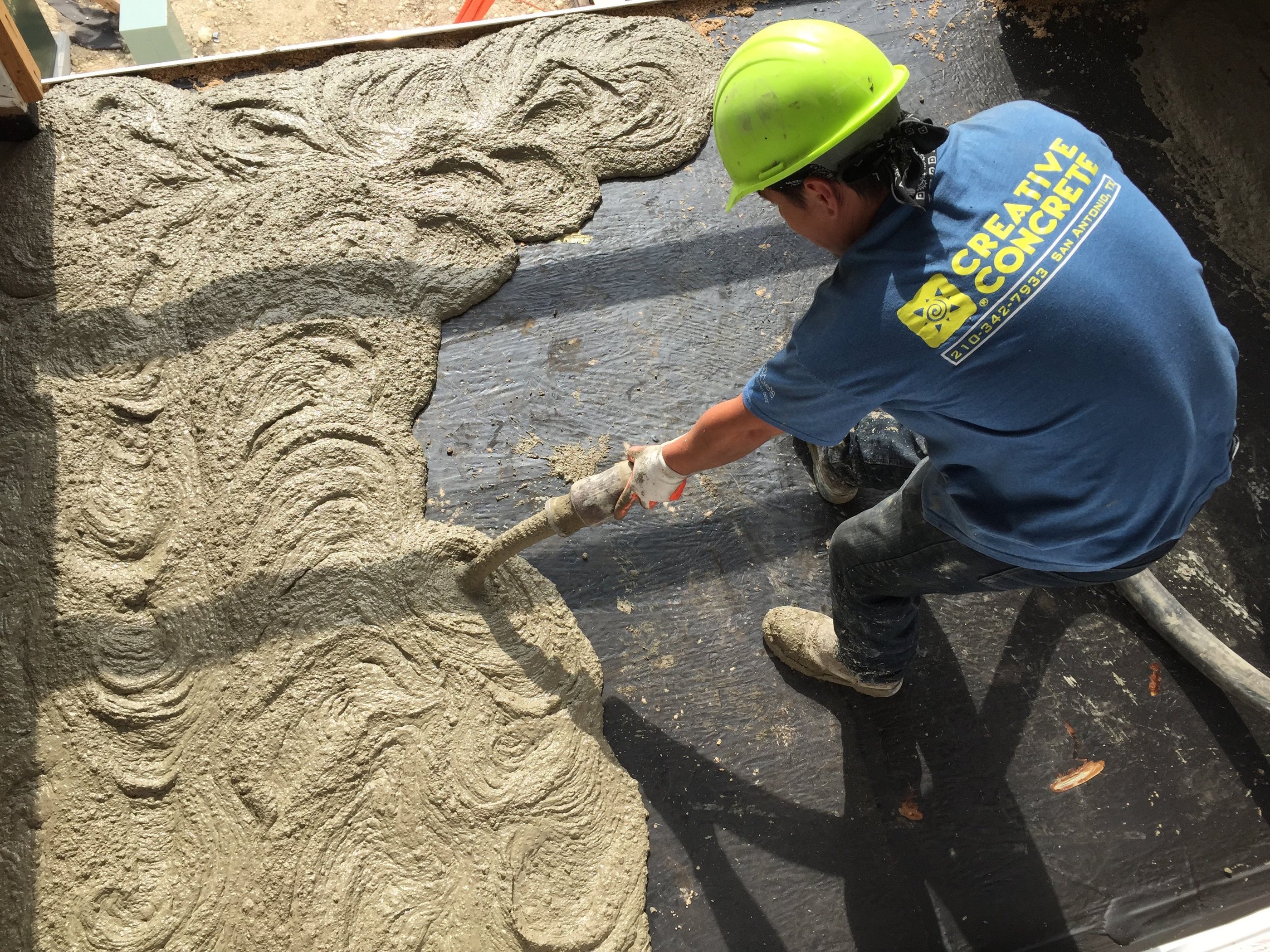 Concrete deck with waterproofing.
