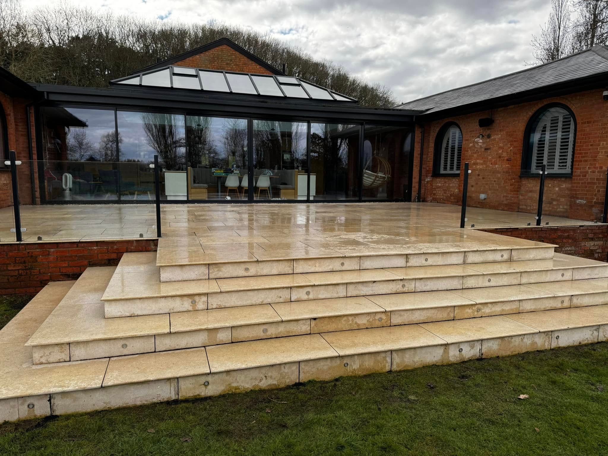 Modern patio installation in Worcester by B R Building and Landscapes