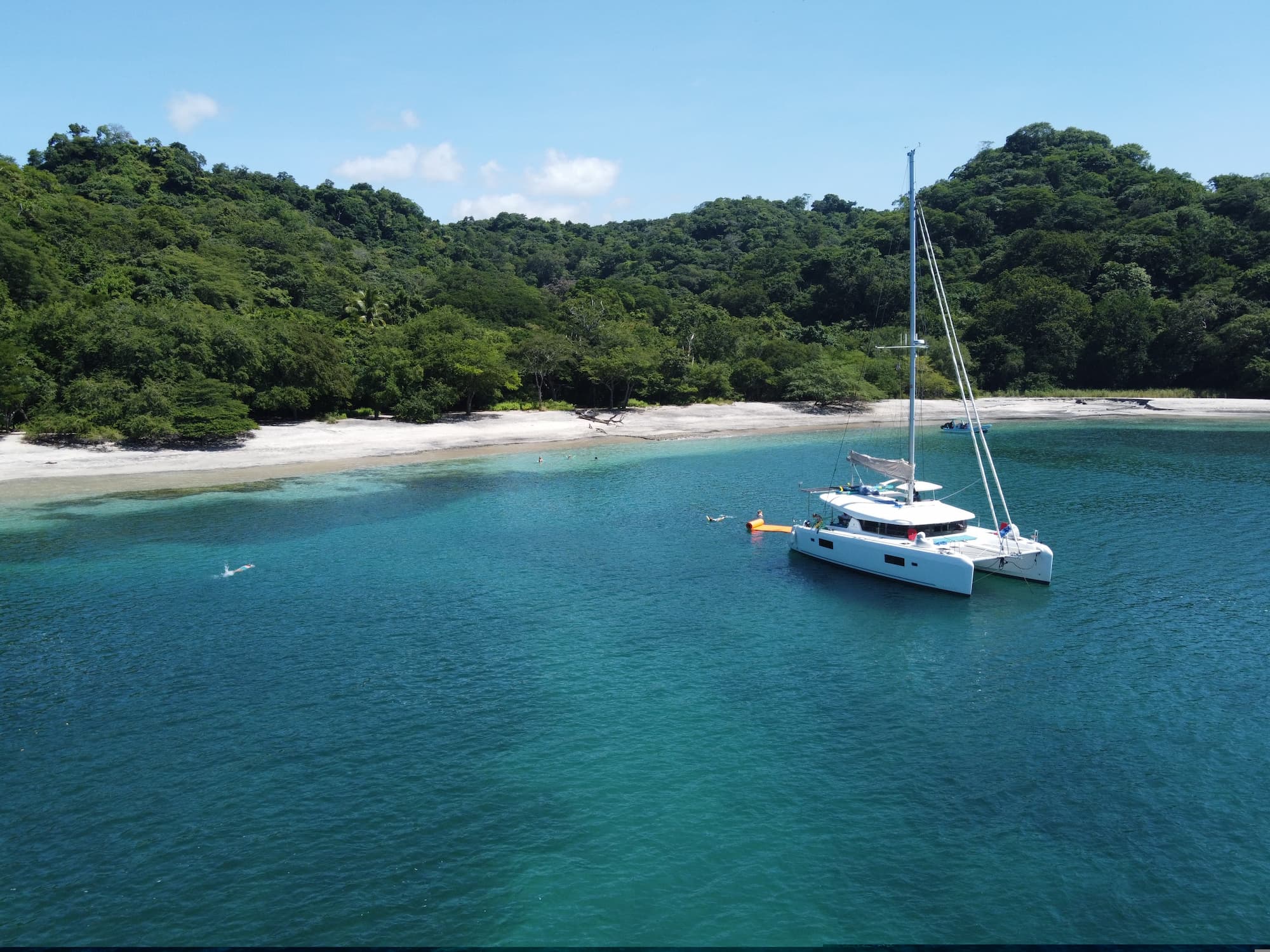 Kephas luxury catamaran anchored in pristine bay of Gulf of Papagayo, Guanacaste, Costa Rica