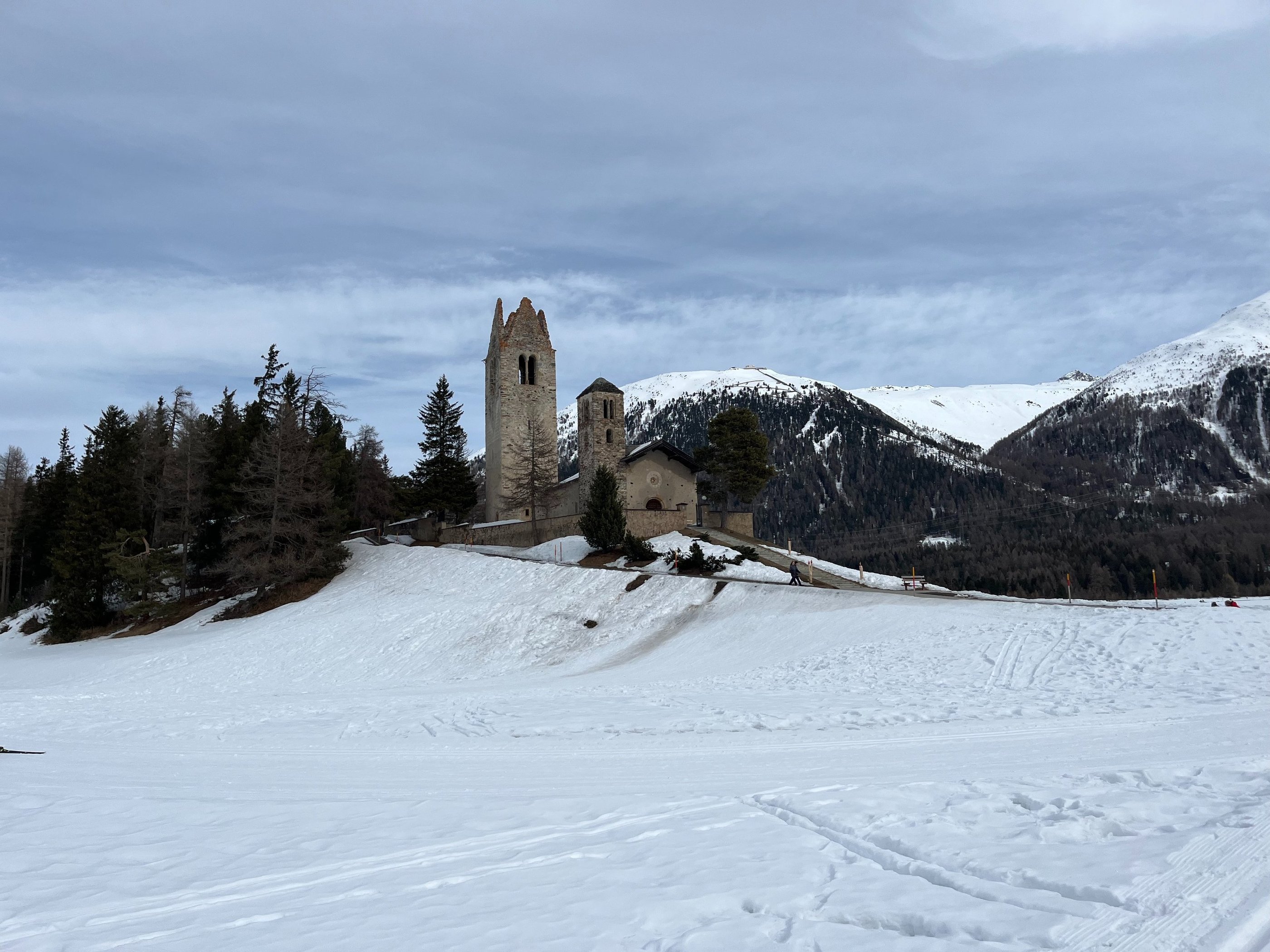 The partial ruin of San Gian Church in Celerina Switzerland