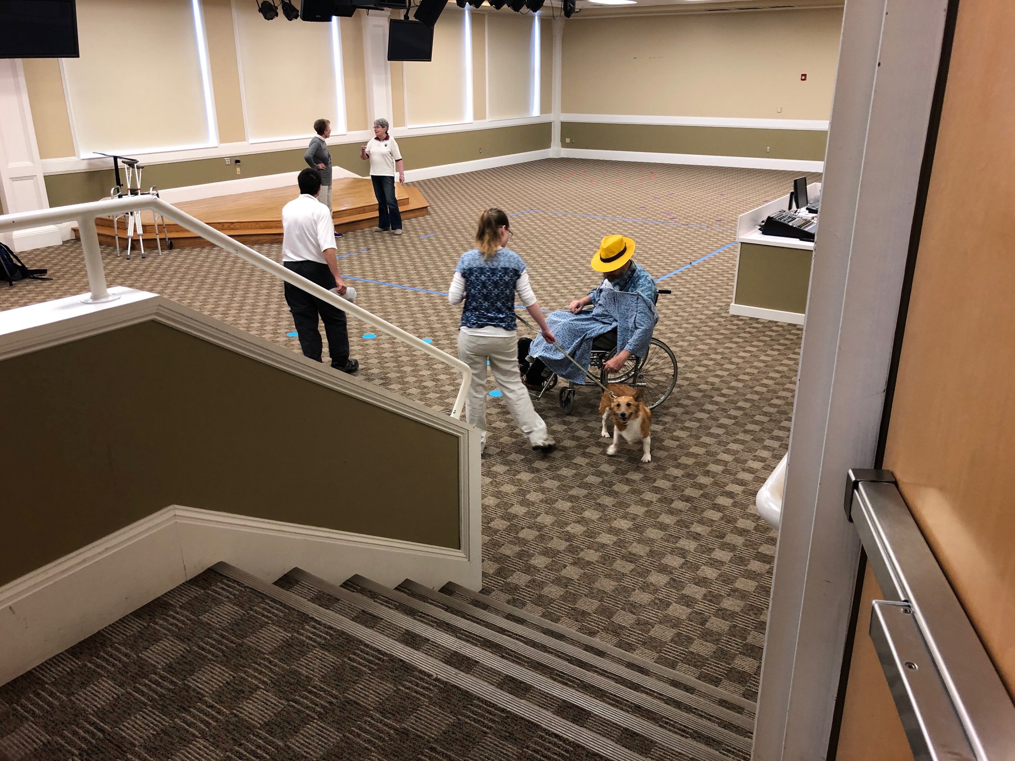 Pet Partners Team Evaluation role-play testing with several volunteers and the Team being tested.