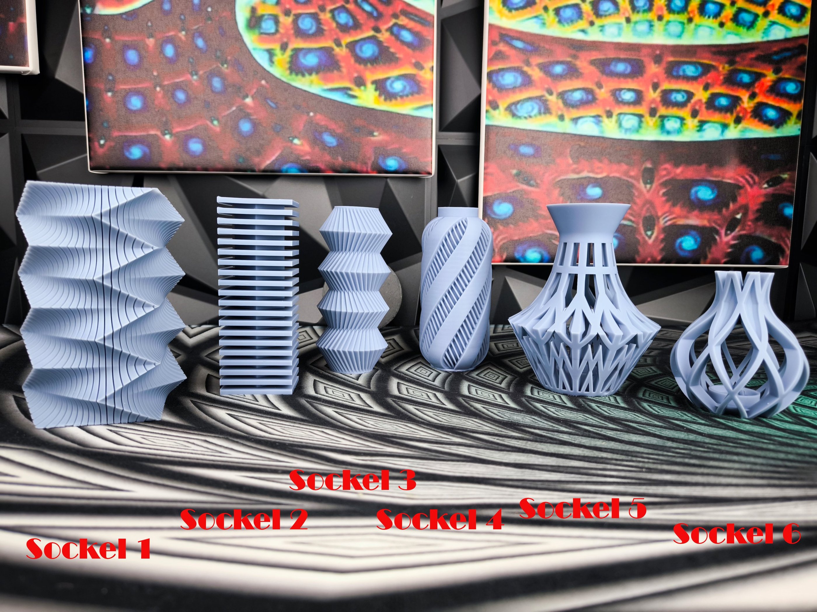 a group of vases with vases and vases