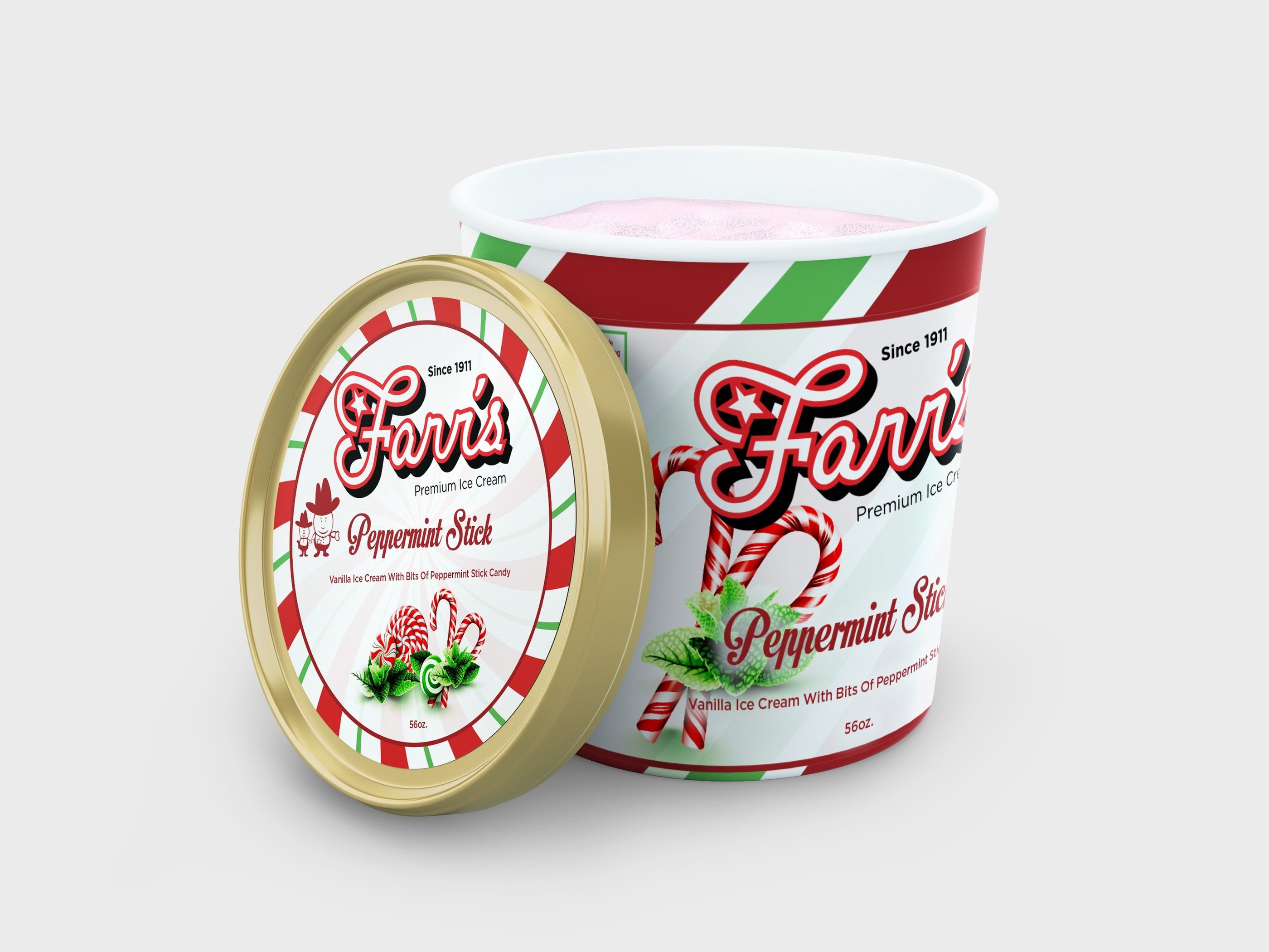 Farr's Premium Ice Cream—"Peppermint Stick" Package Design