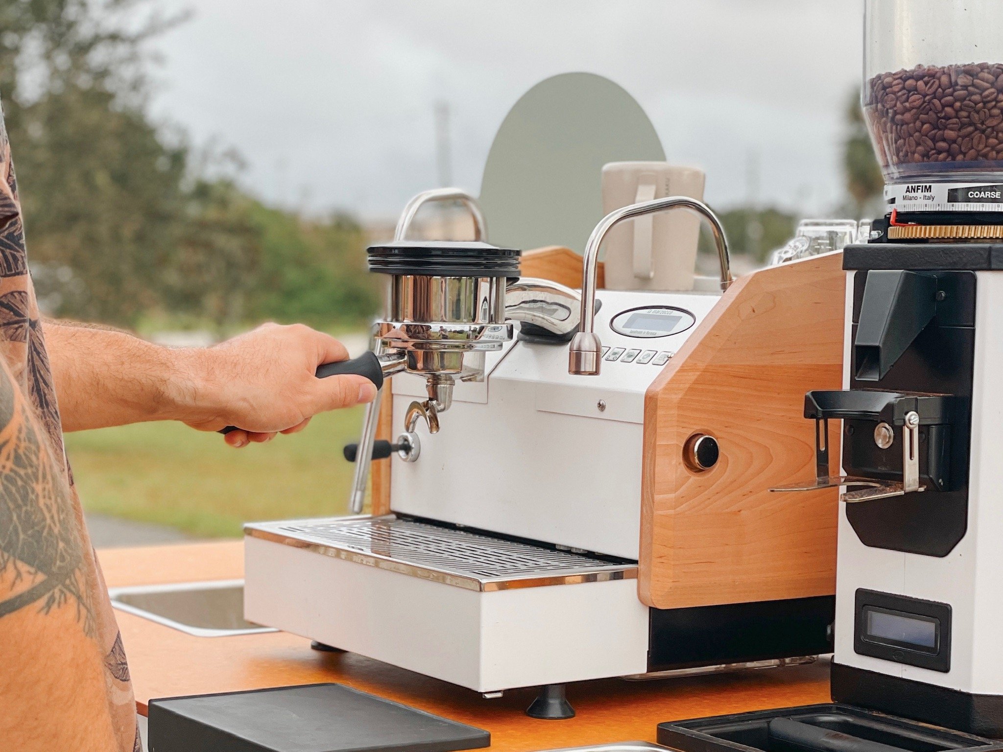 Behind the scene's of break coffee carts set up