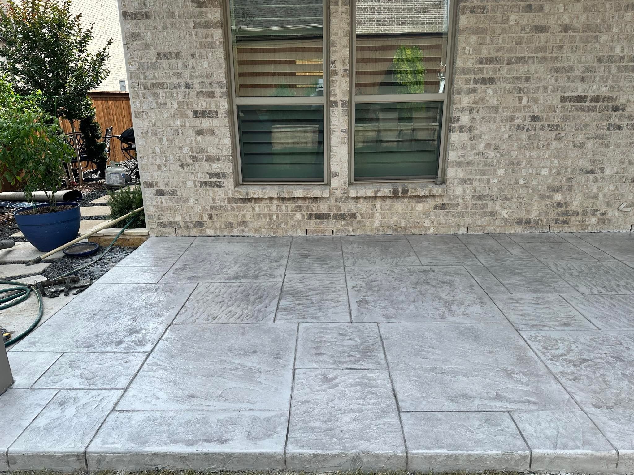 Glossy Stamped Concrete Floor Gray