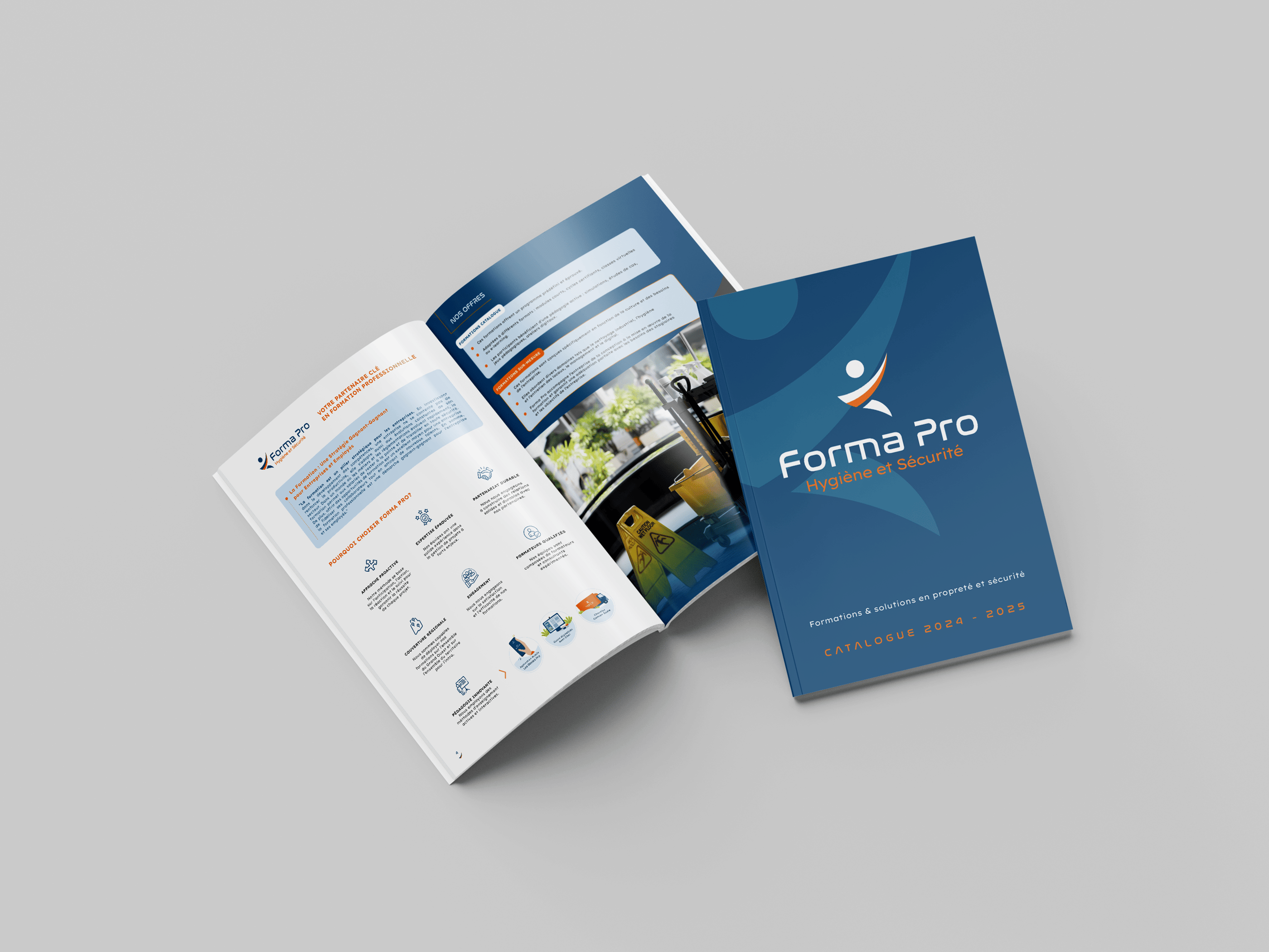 Réalisation : Catalogue pour Forma Pro hygiène et sécurité - Amy Atelier Graphique