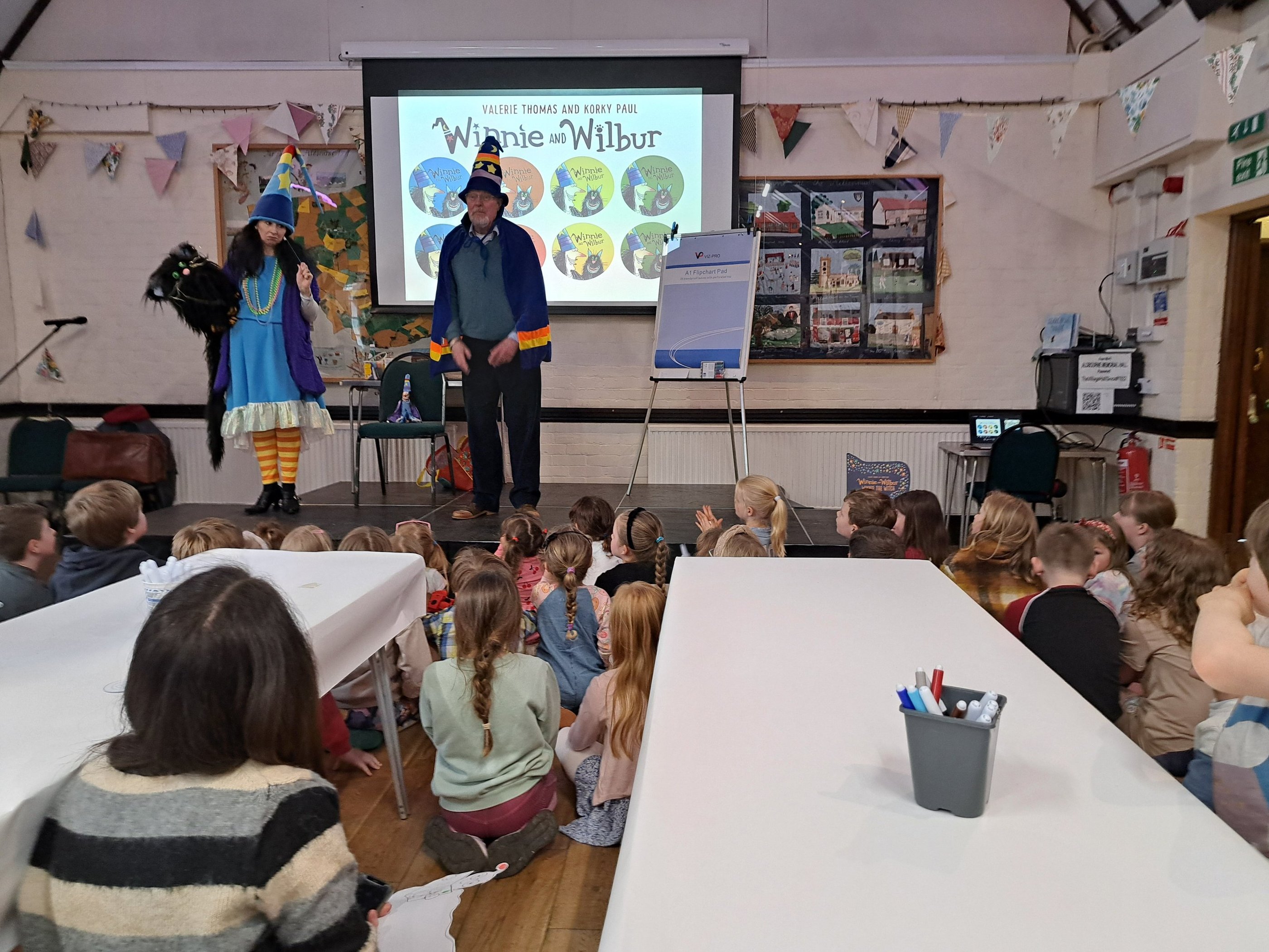 Author Visit with Winnie the Witch and Korky Paul engaging the youngsters with a special story