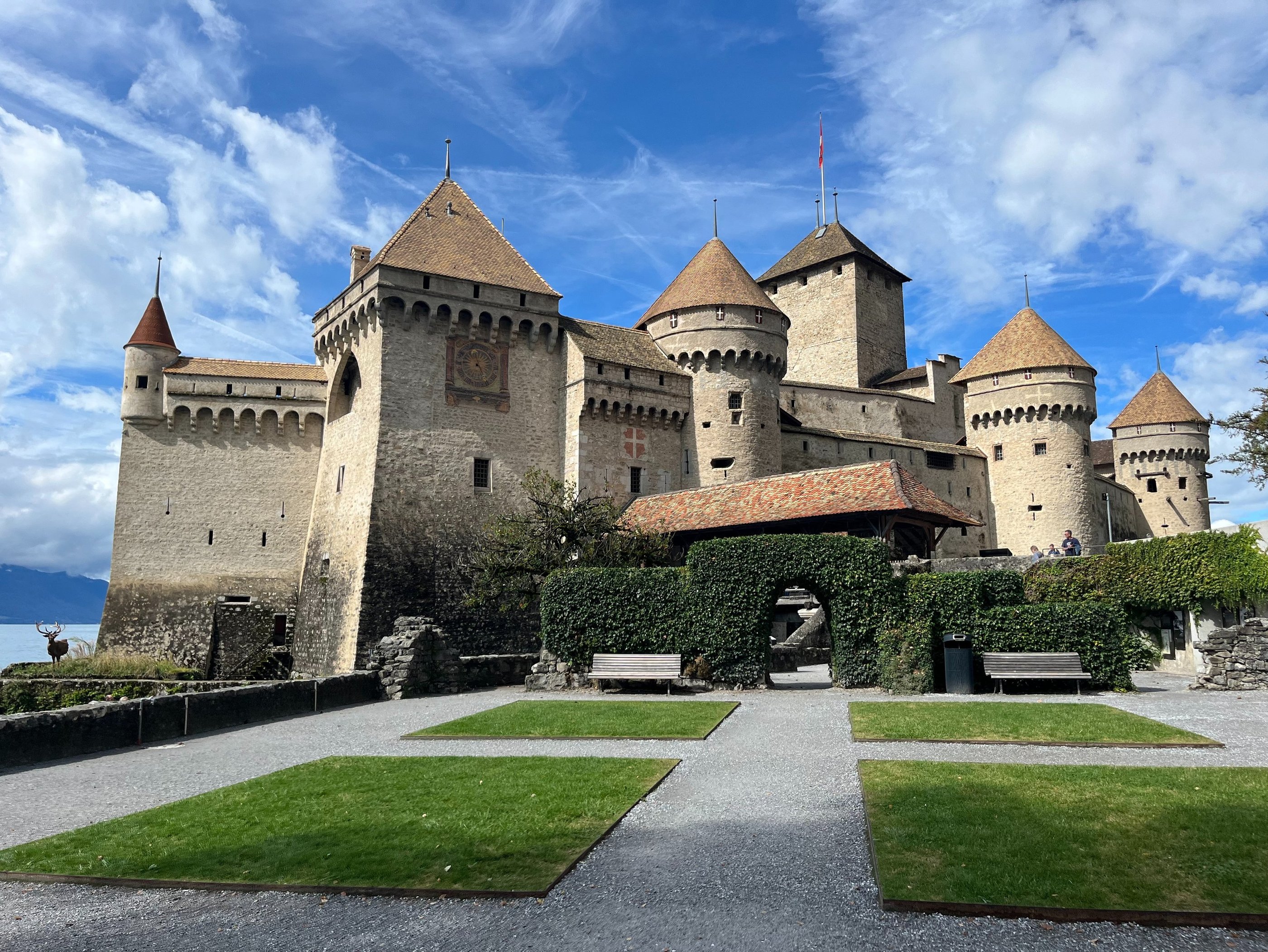 View of the Castle Chateau Chillon in Montreaux Switzerland