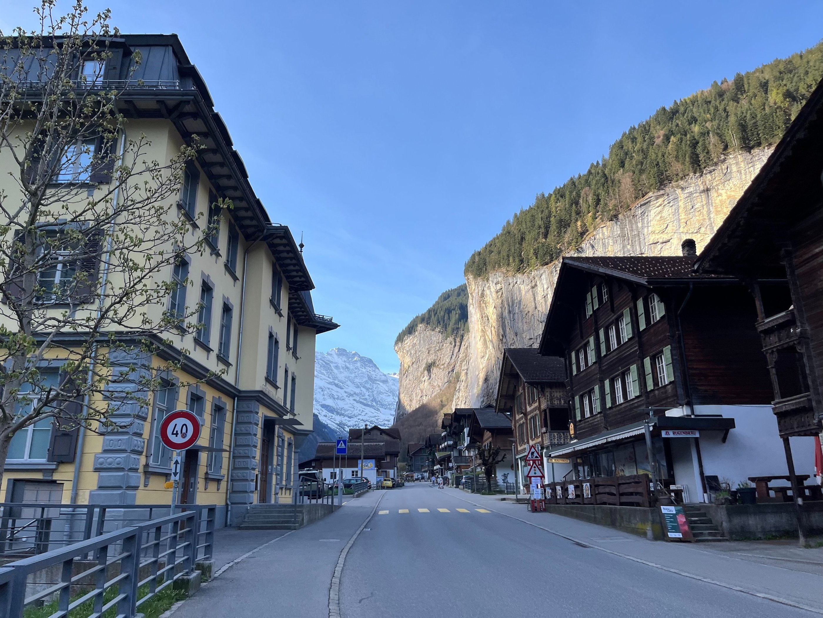 View of Staubbachfall from Lauterbrunnen in Switzerland
