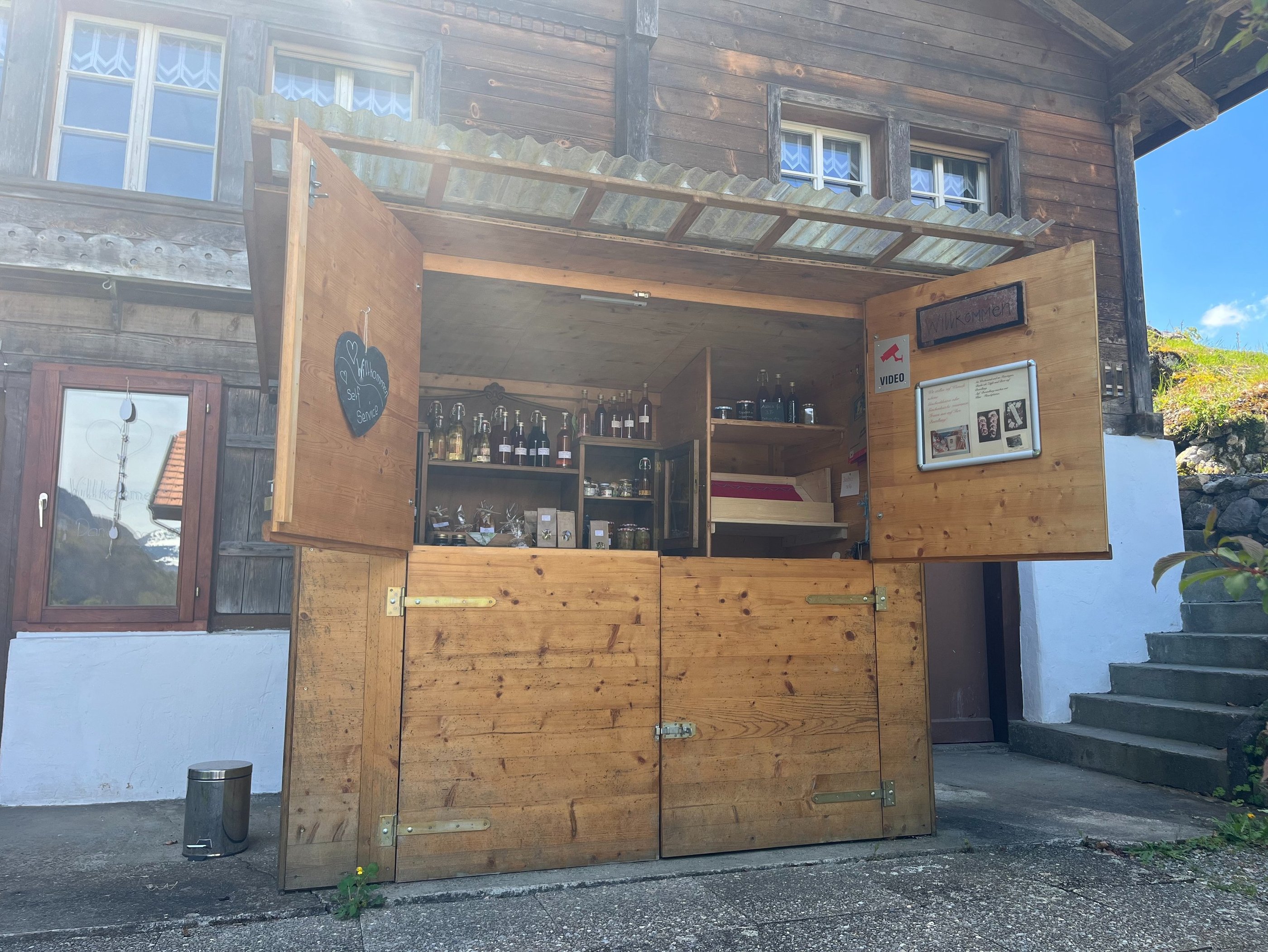 Self-service market stand outside of Iseltwald Switzerland