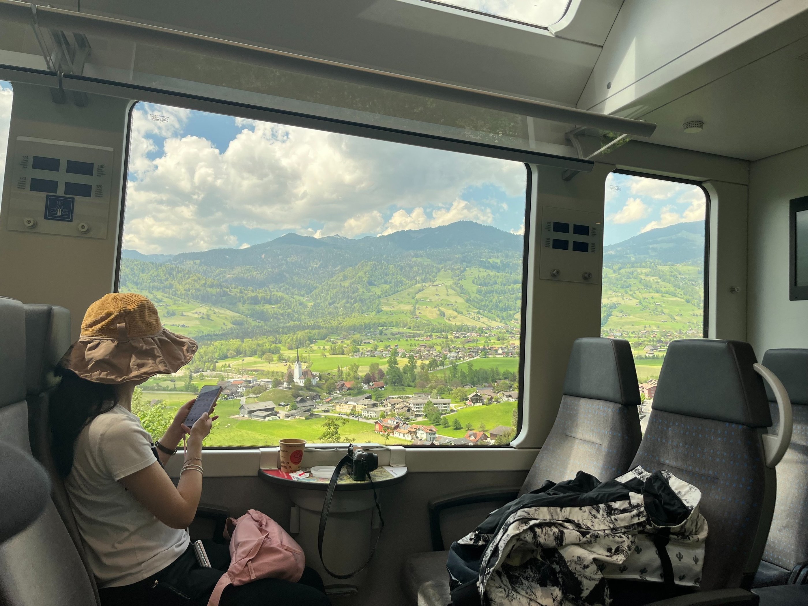 View from the Luzern to Interlaken Express outside of Sarnen Obwalden Switzerland