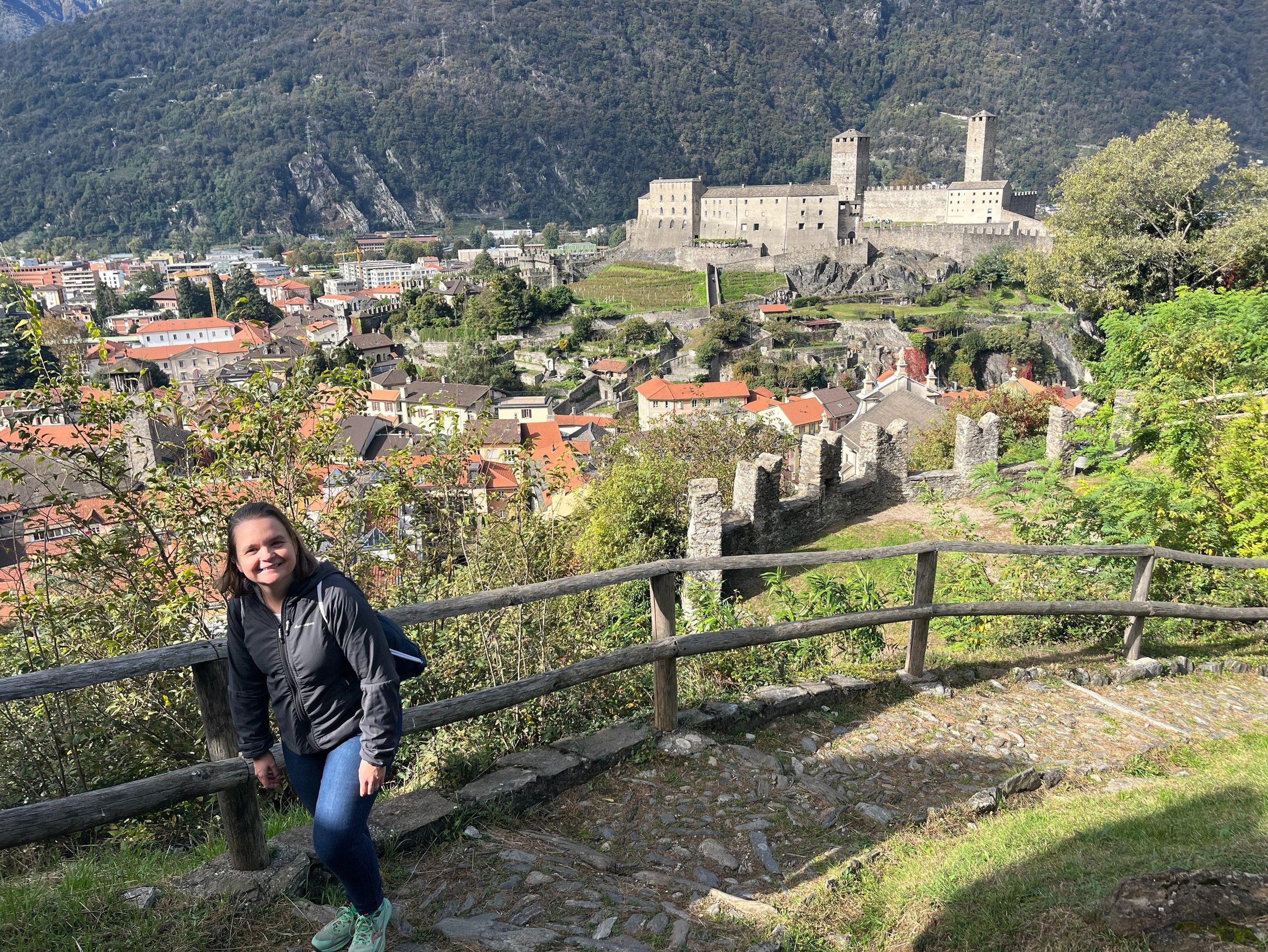 Looking down on Castelgrande from the path to Montebello