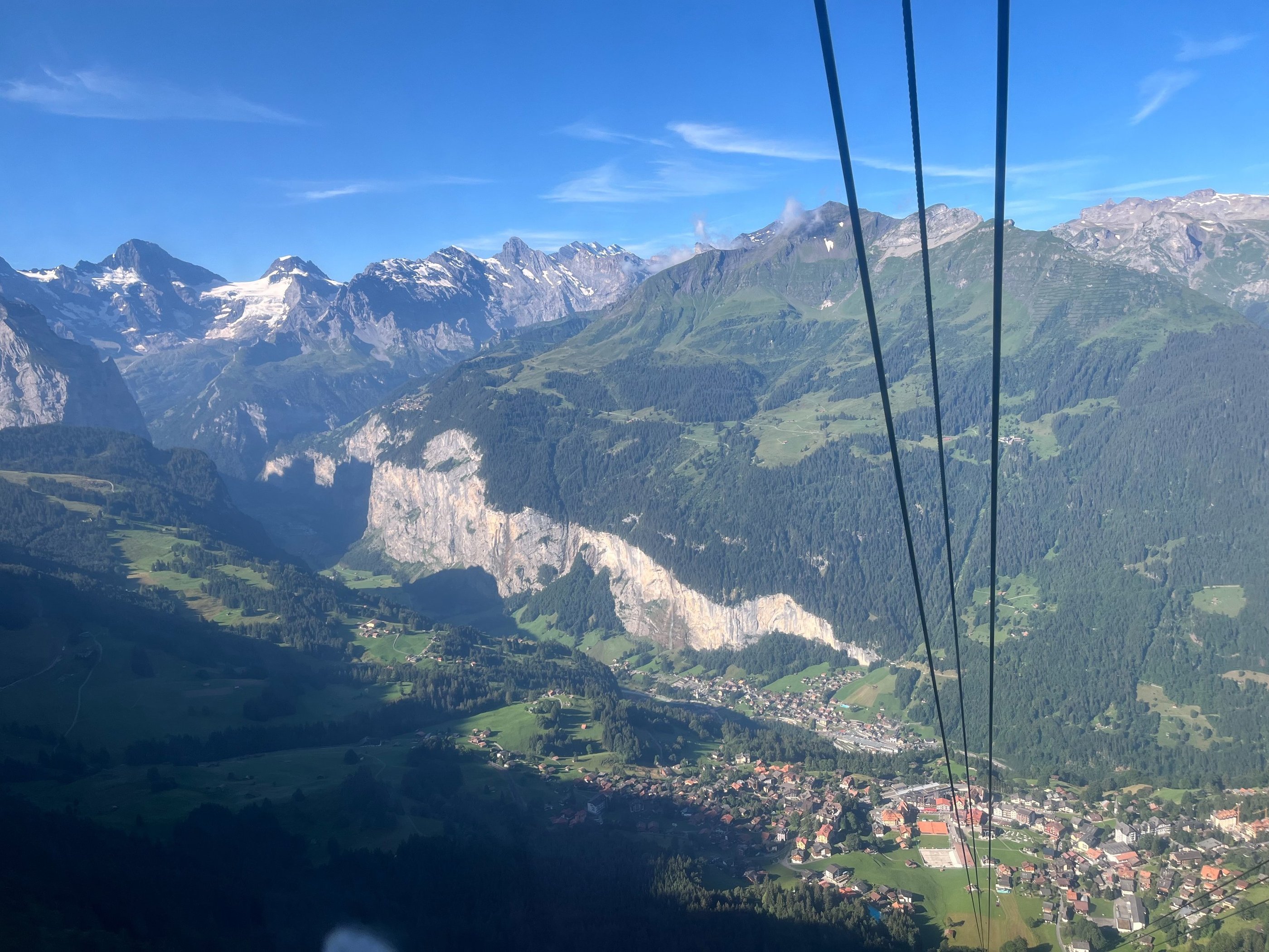 View from inside the Gondola to Männlichen