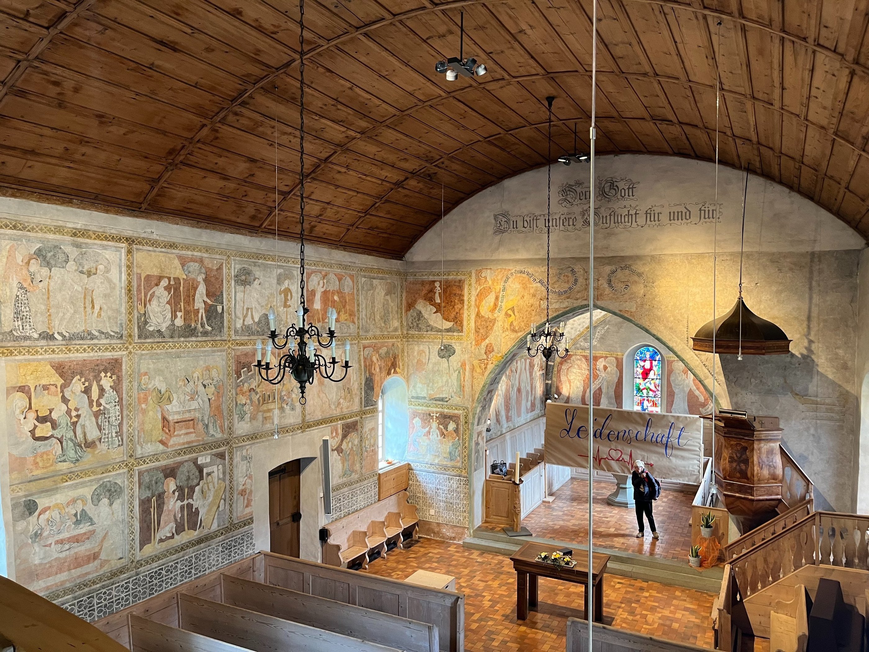Frescos inside Sankt Michaelskirche in Erelenbach im Simmental Switzerland