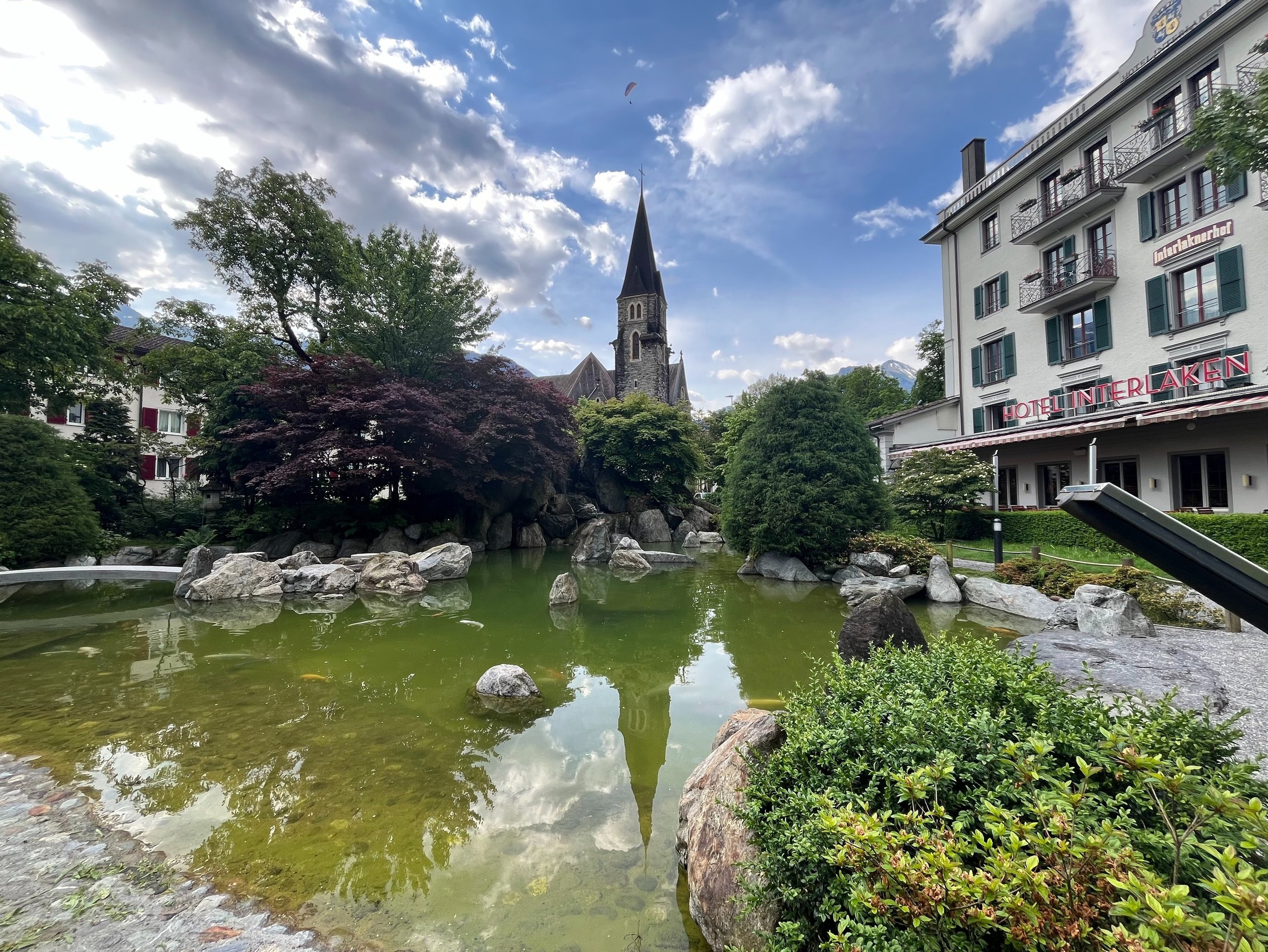 The Japanese Garden in Interlaken next to Hotel Interlaken and St. Joseph's Church
