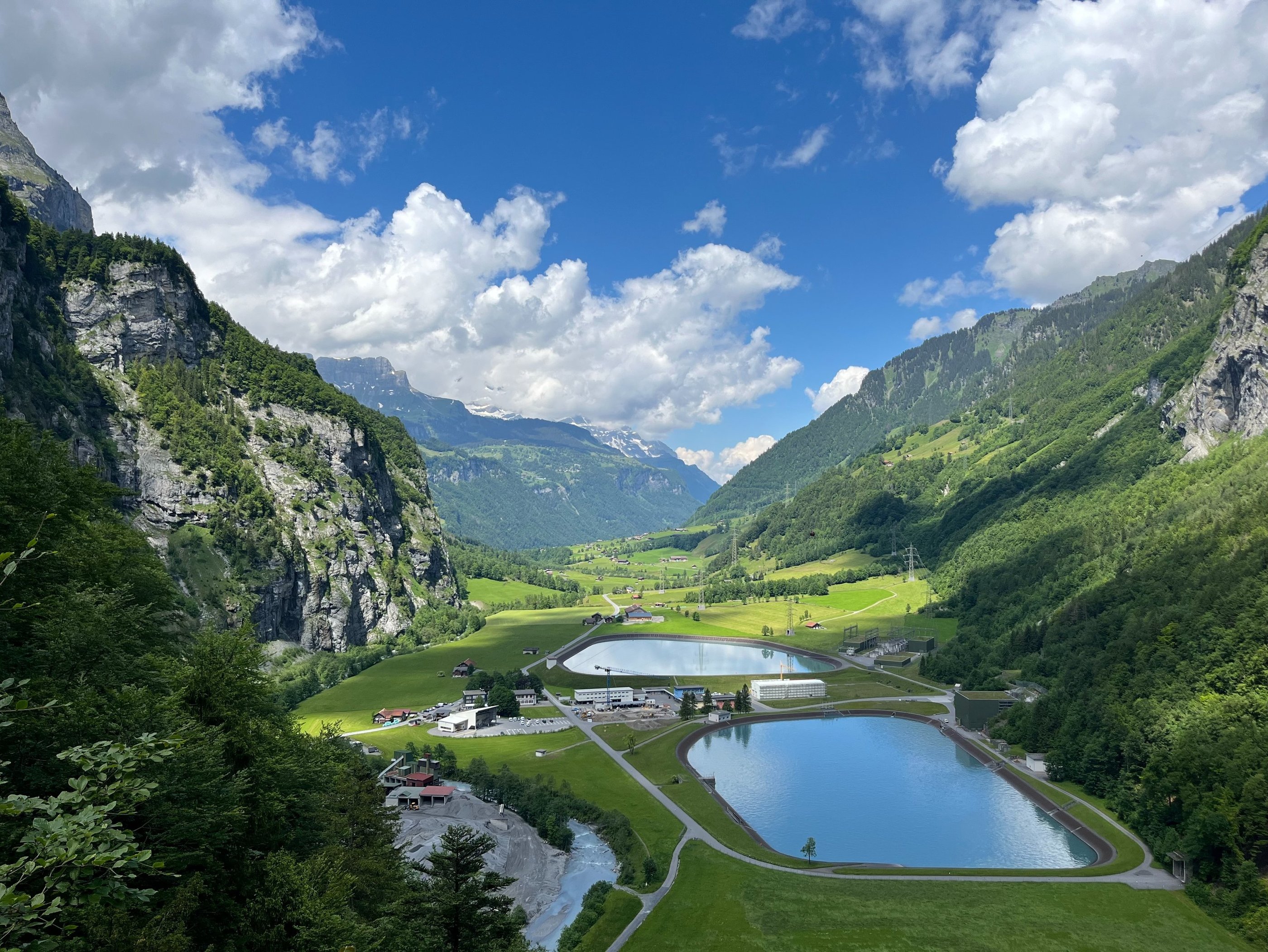 Looking down the valley from the path to the Linthschlucht in Glarus Switzerland