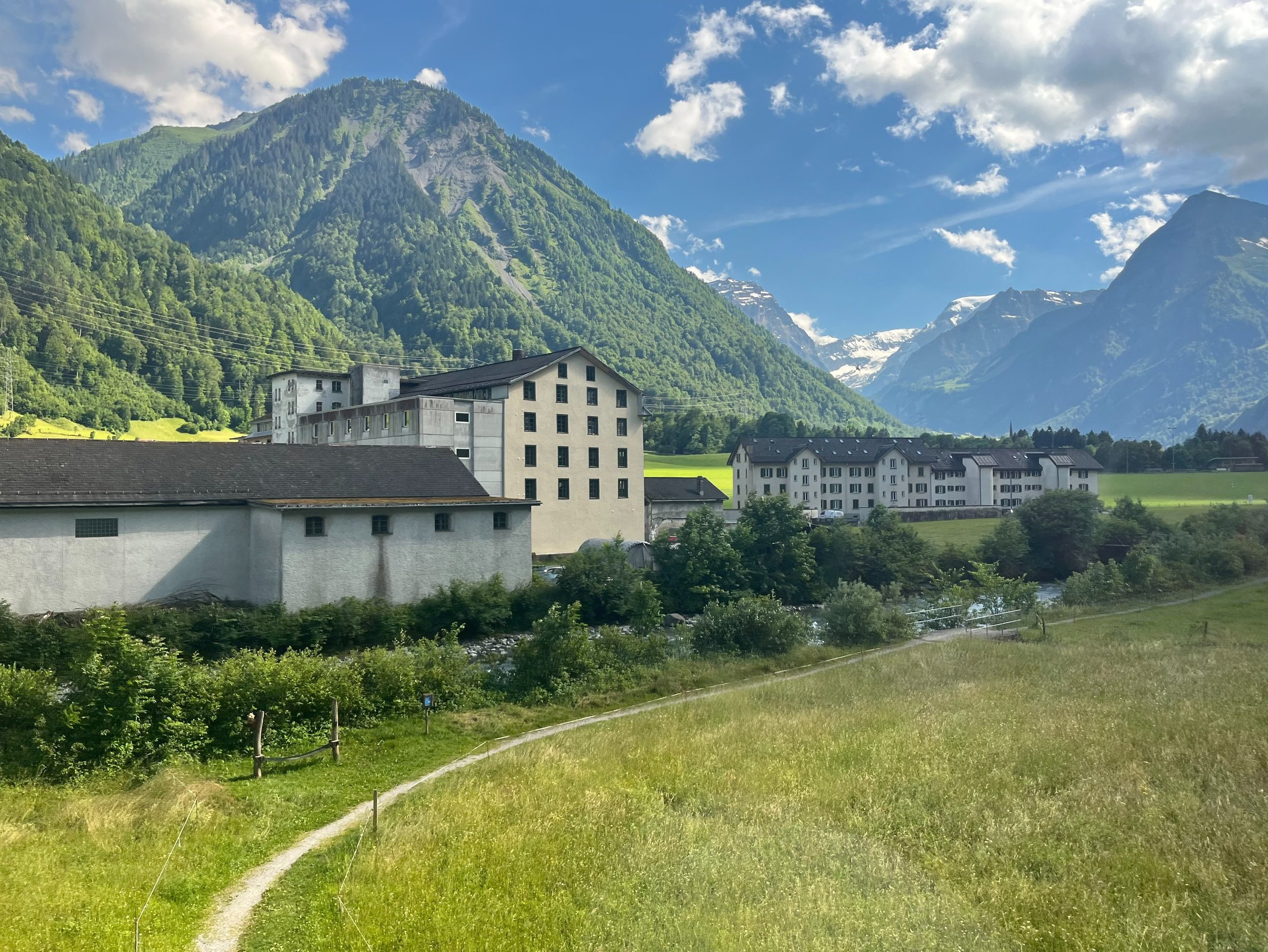 19th Century factories along the banks of the Linth River in Glarus